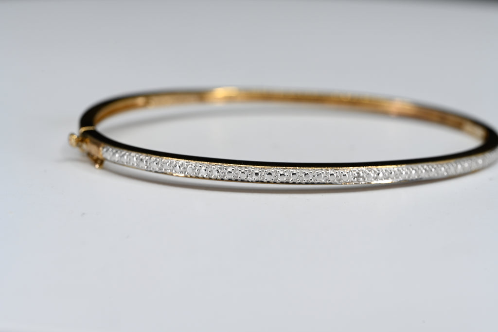 Sterling Silver Yellow-Tone Color Hinged Diamond Bracelet