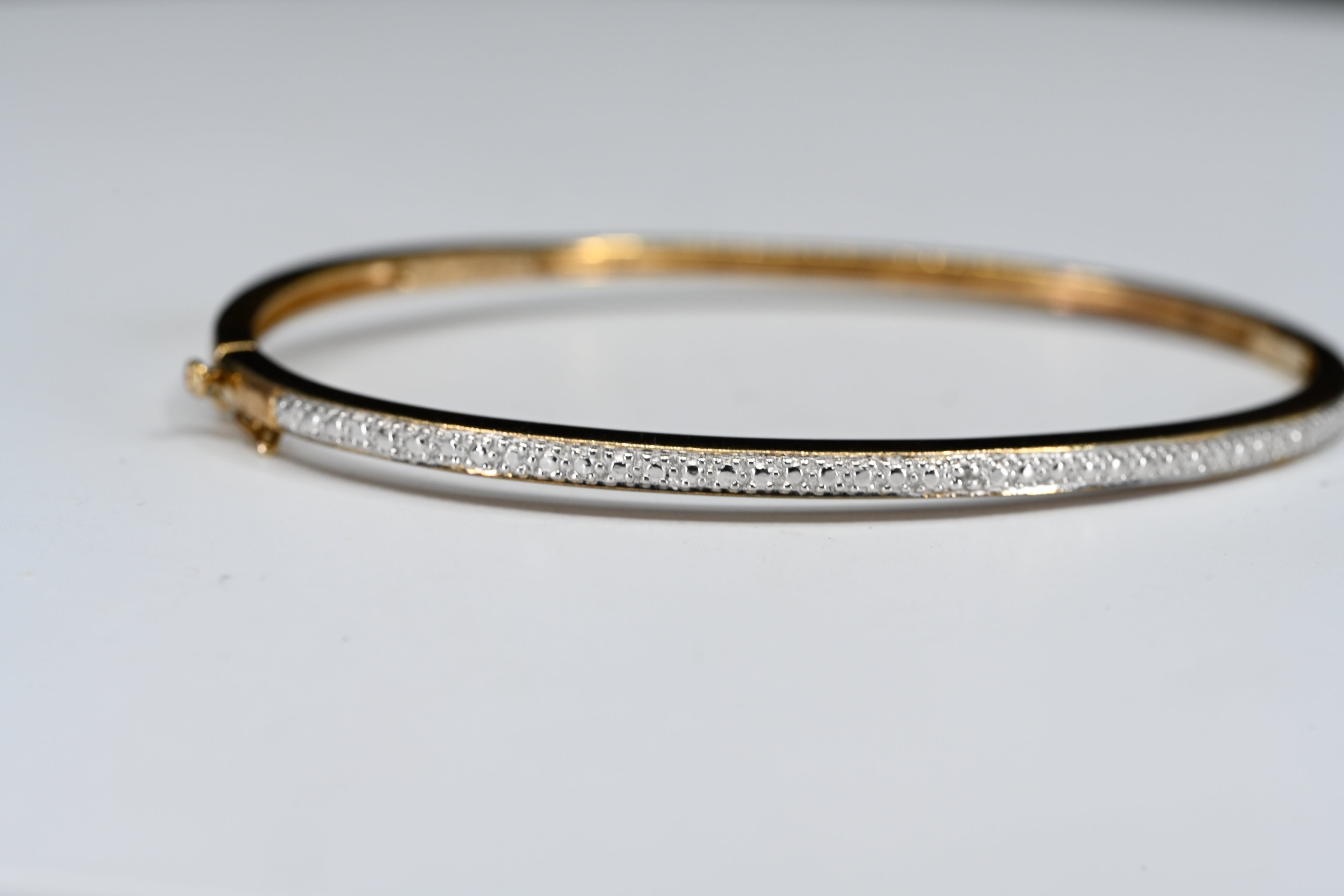 Sterling Silver Yellow-Tone Color Hinged Diamond Bracelet