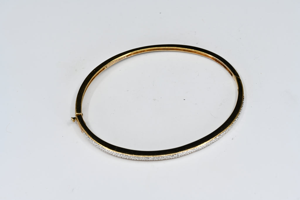 Sterling Silver Yellow-Tone Color Hinged Diamond Bracelet