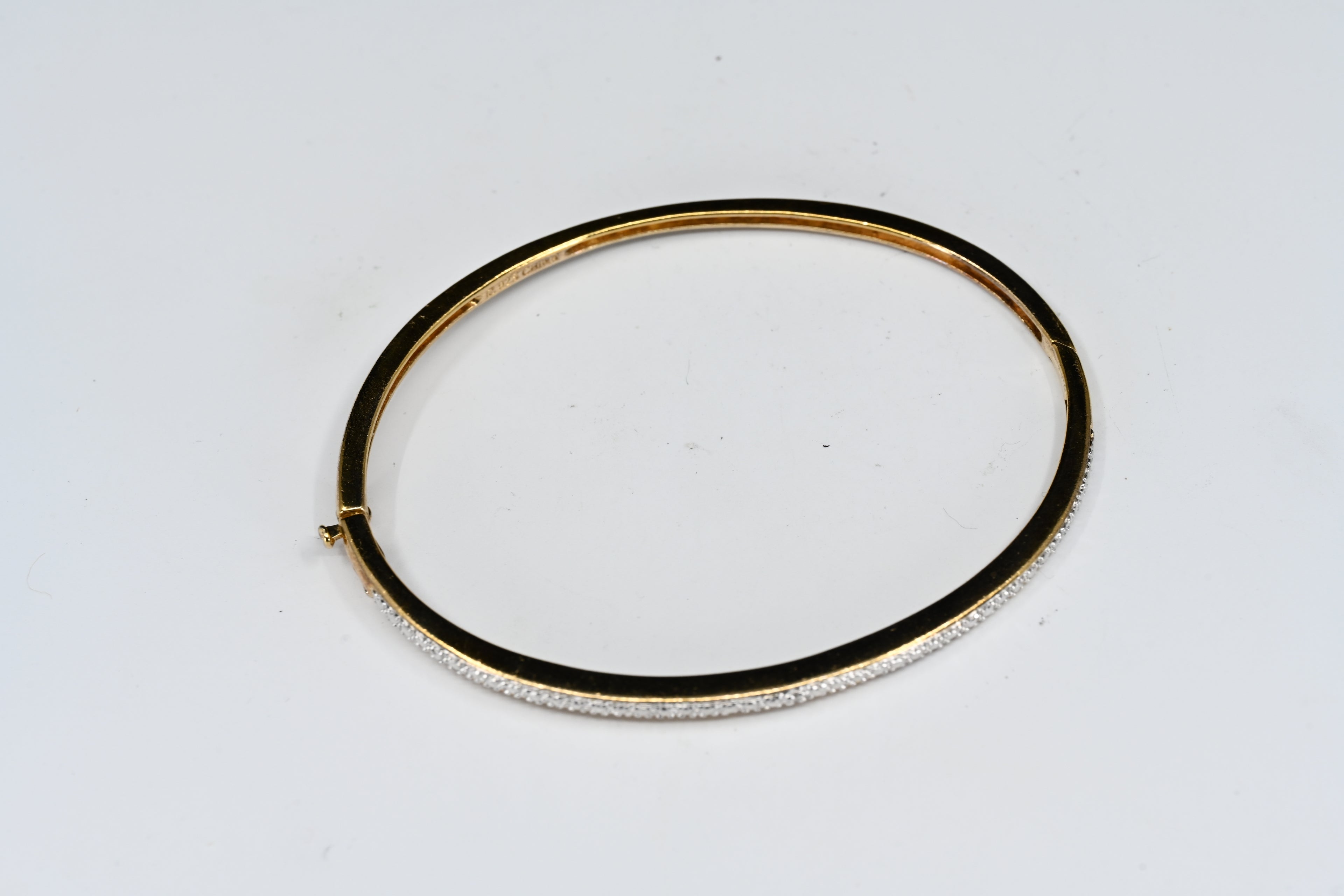 Sterling Silver Yellow-Tone Color Hinged Diamond Bracelet