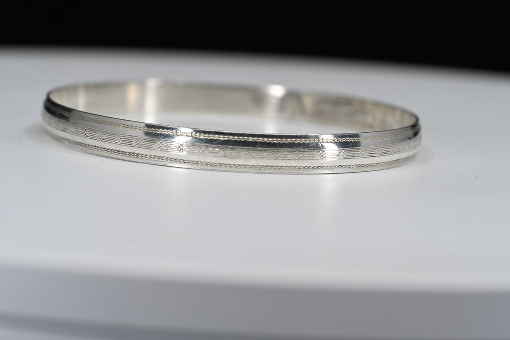 Sterling Silver Milgrain  Bangle Bracelet