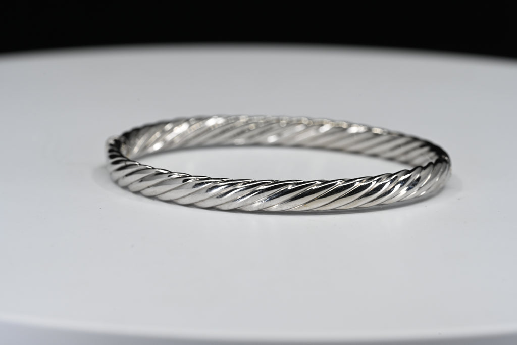 Sterling Silver Rope Hinged Bracelet