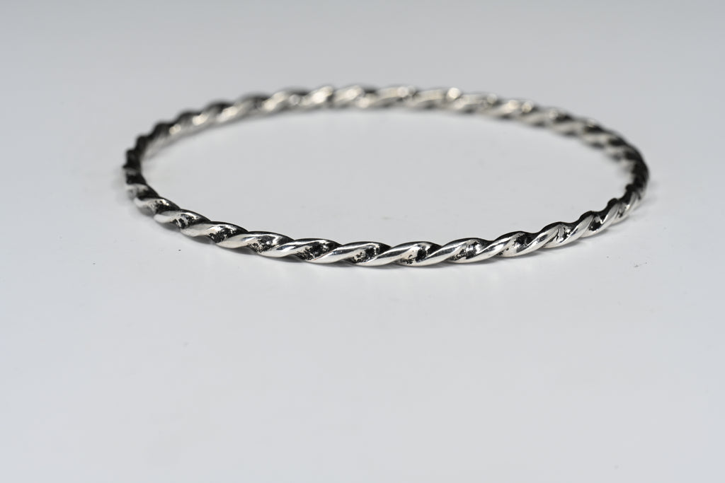 Sterling Silver Rope Bangle Bracelet