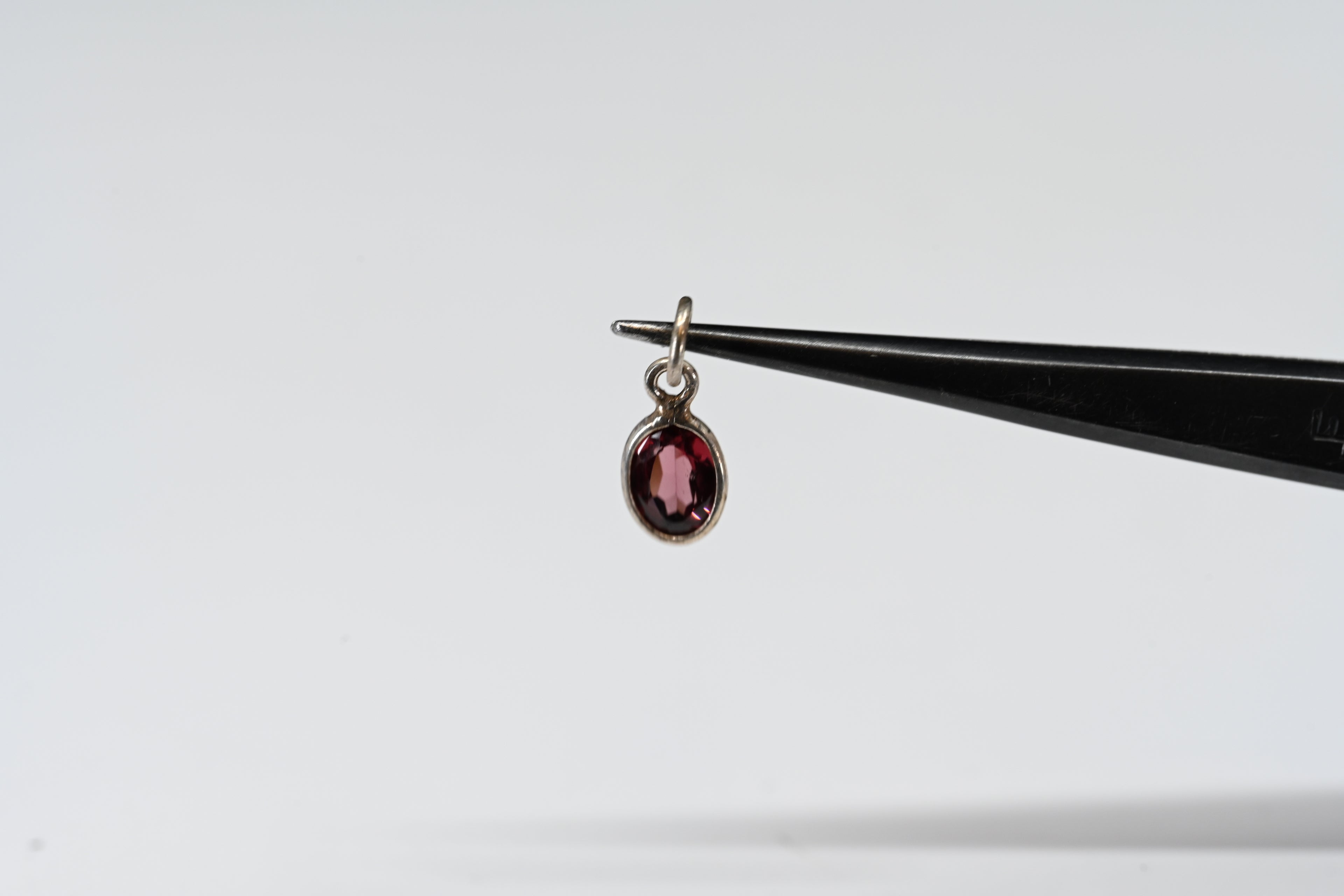 Sterling Silver Oval Garnet Charm