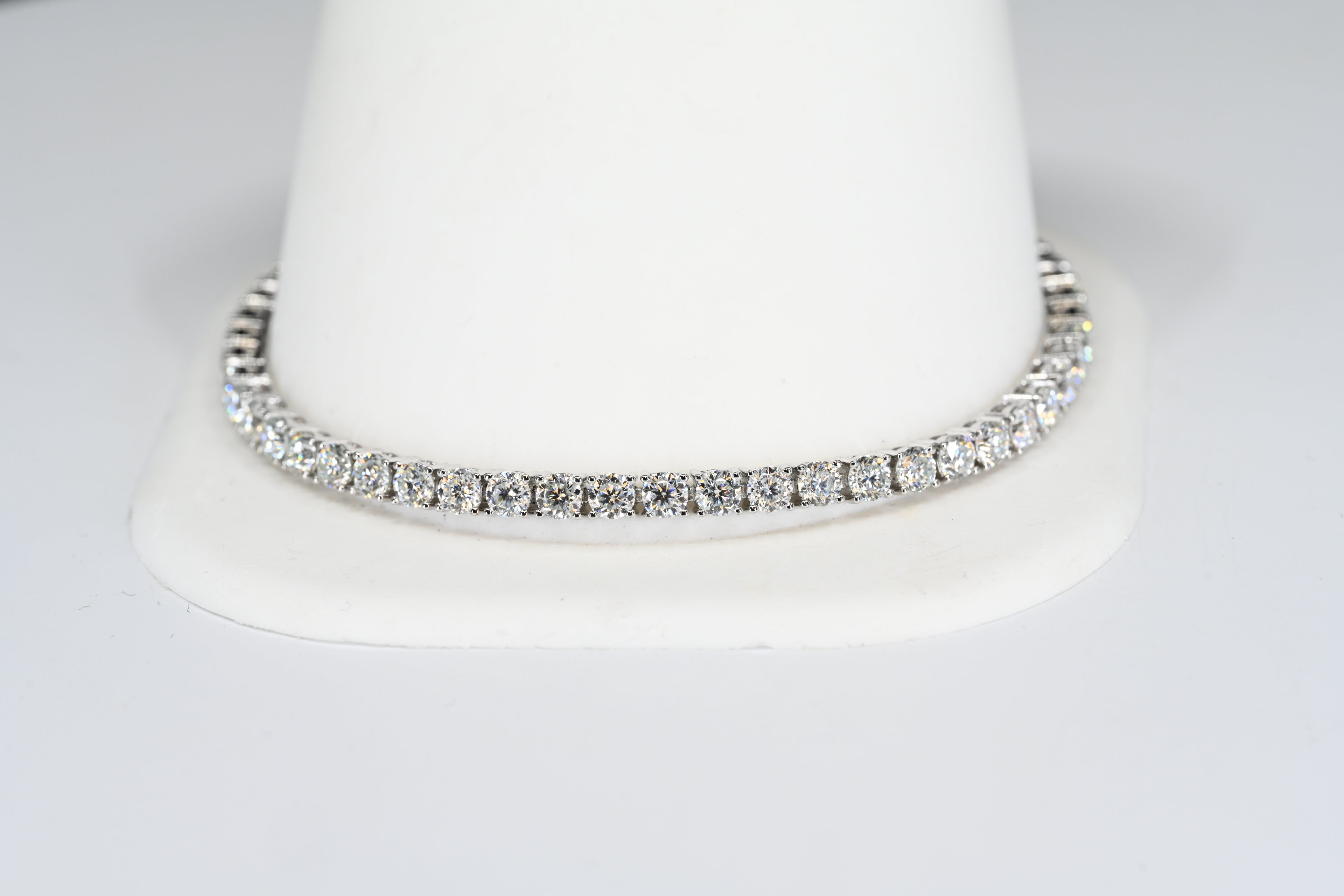 Sterling Silver  Round Colorless Stone Tennis Bracelet