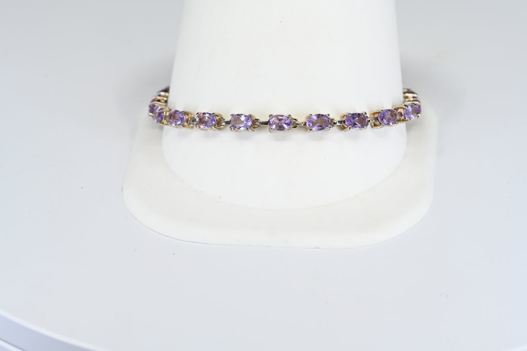 Sterling Silver Oval  Light Purple Stone Bracelet