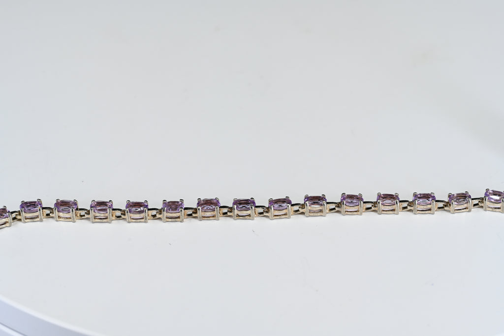 Sterling Silver Oval  Light Purple Stone Bracelet