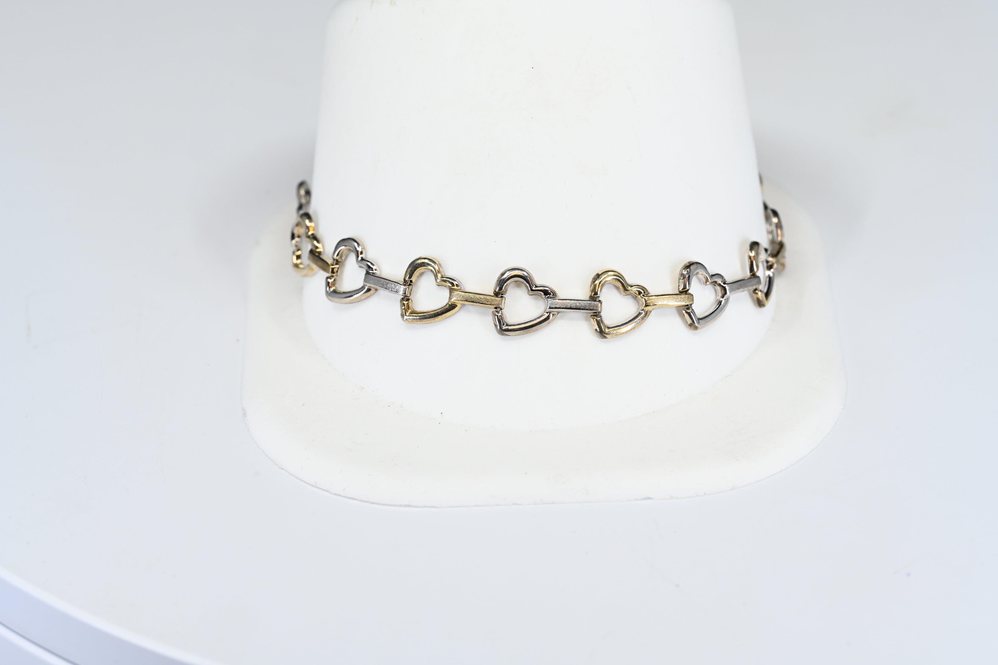 Sterling Silver Two-Tone Heart Link Bracelet