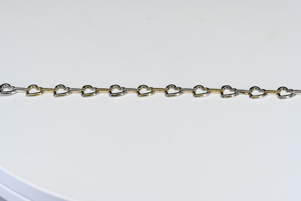 Sterling Silver Two-Tone Heart Link Bracelet