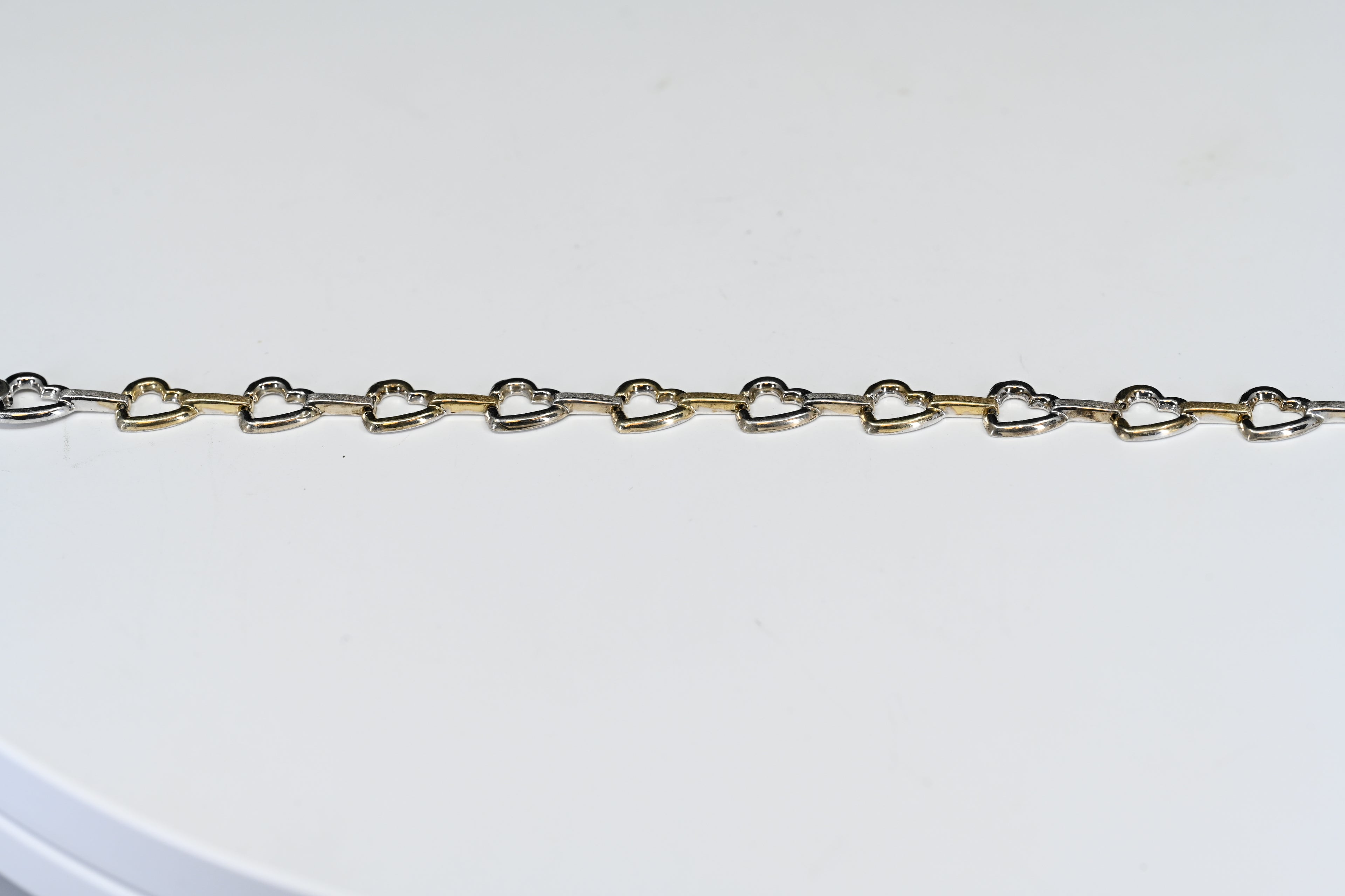 Sterling Silver Two-Tone Heart Link Bracelet