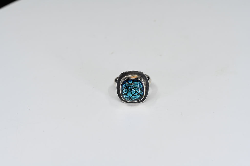 Sterling Silver Square Blue Stone Ring