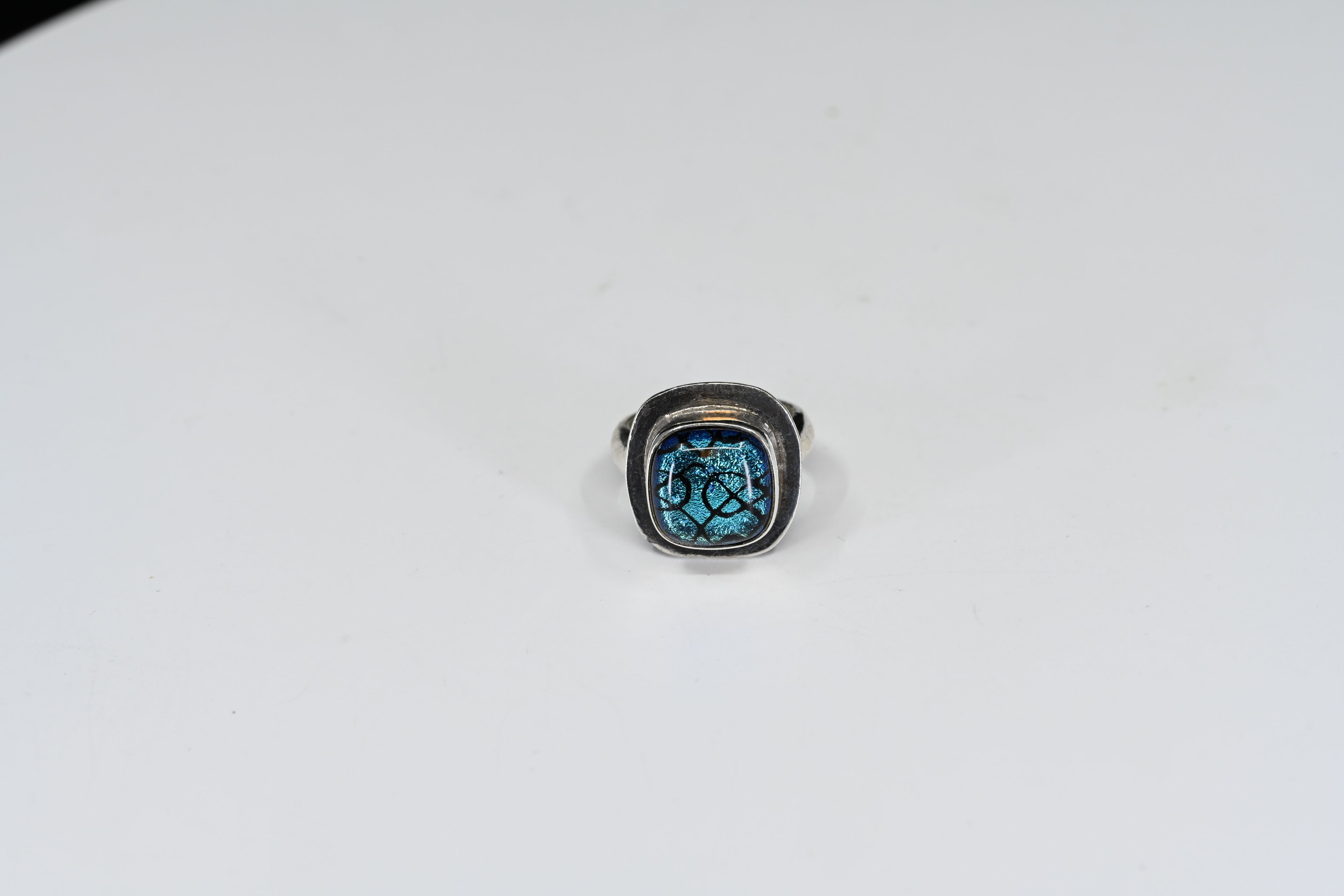 Sterling Silver Square Blue Stone Ring