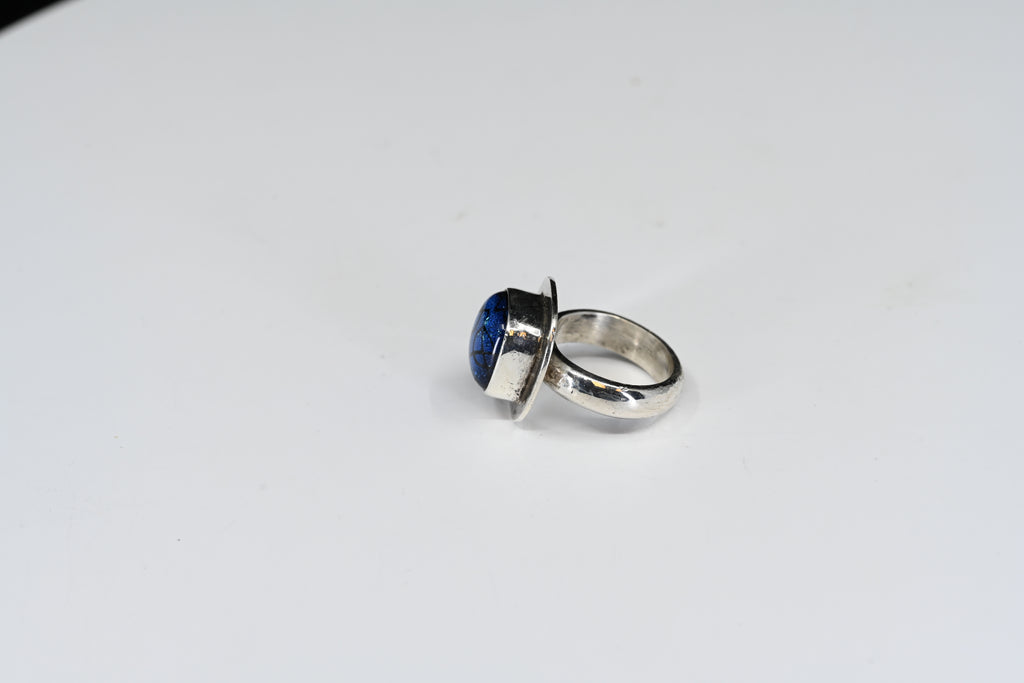 Sterling Silver Square Blue Stone Ring