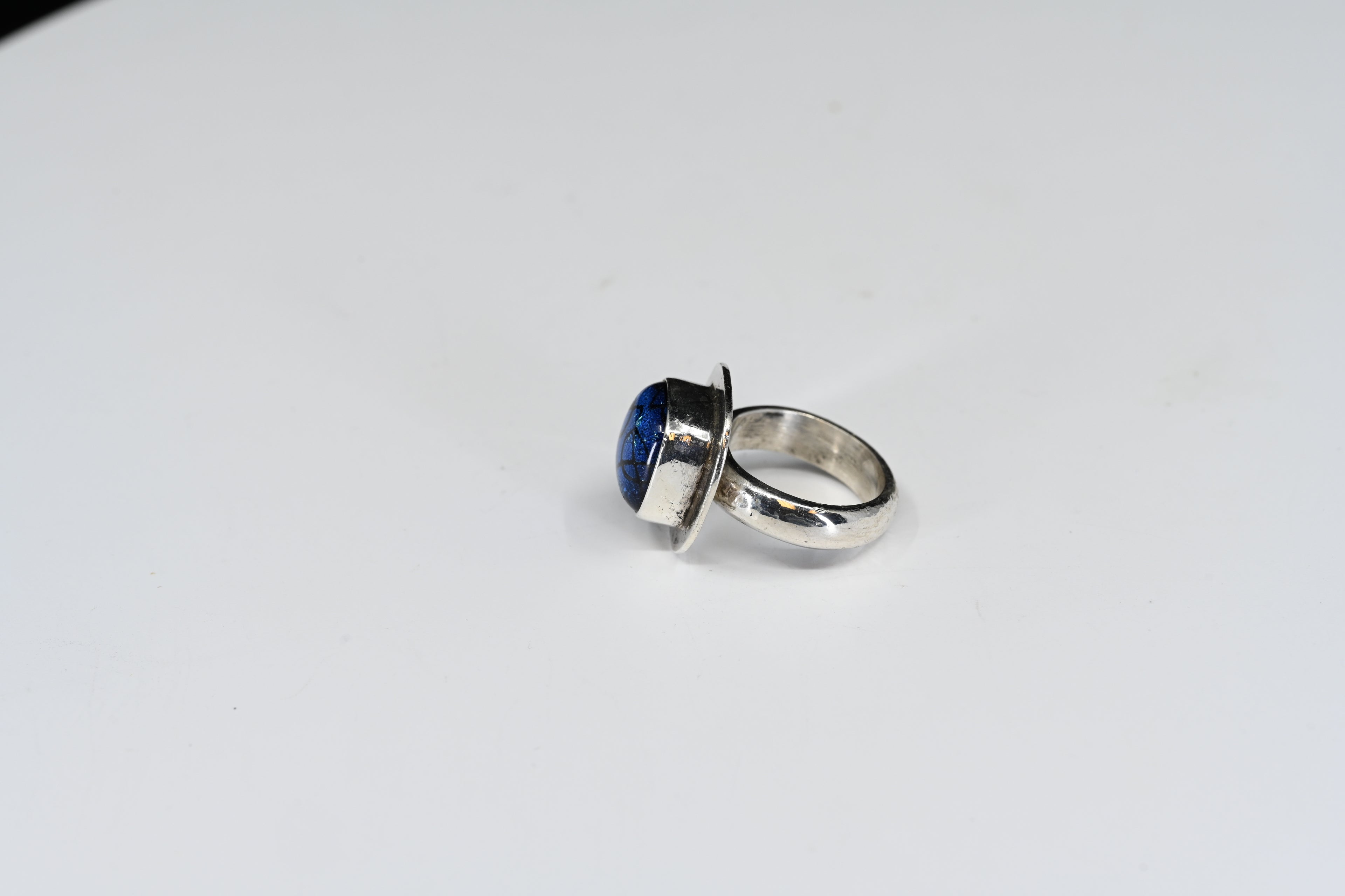 Sterling Silver Square Blue Stone Ring