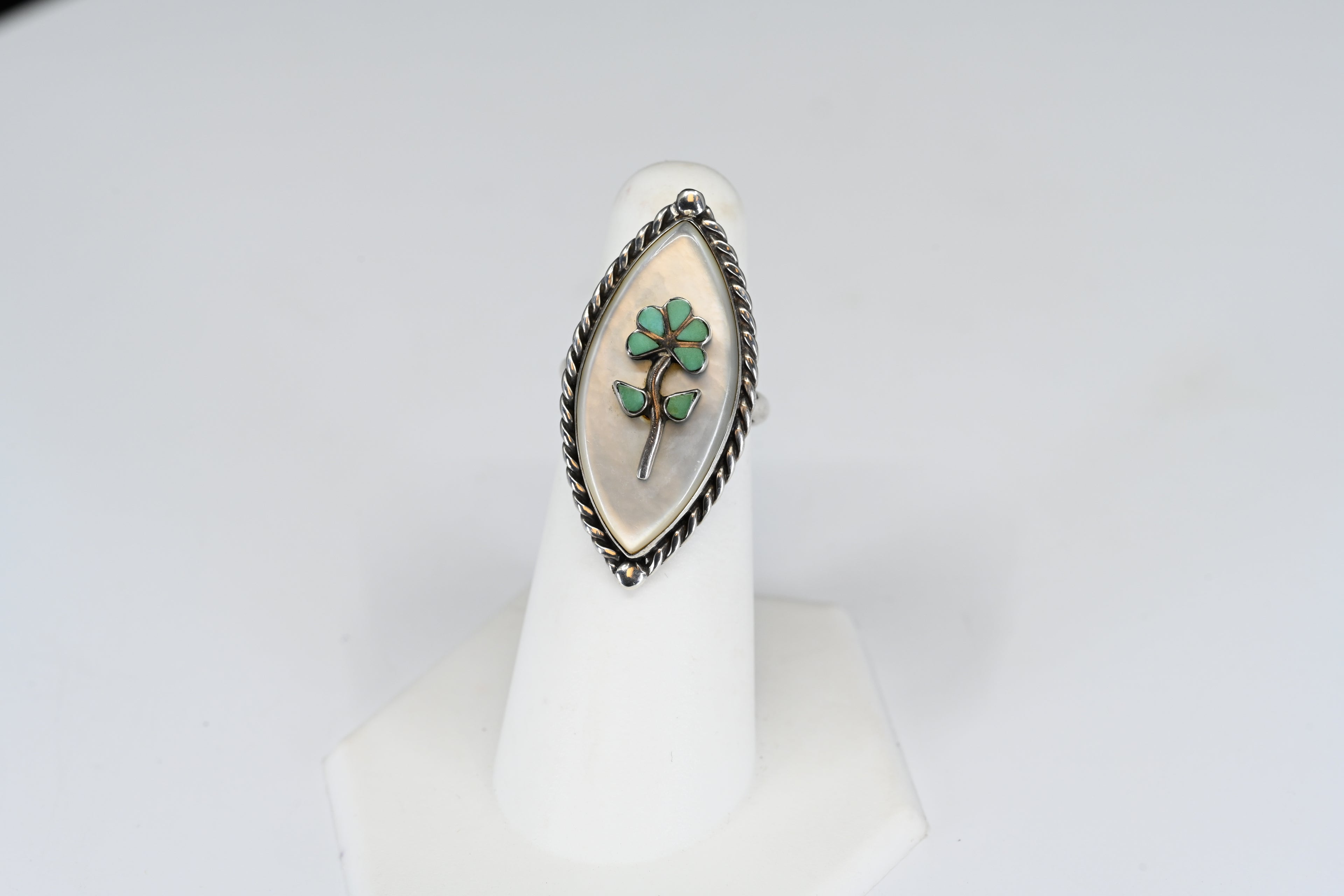 Sterling Silver Four Leaf Clover Bezel Ring