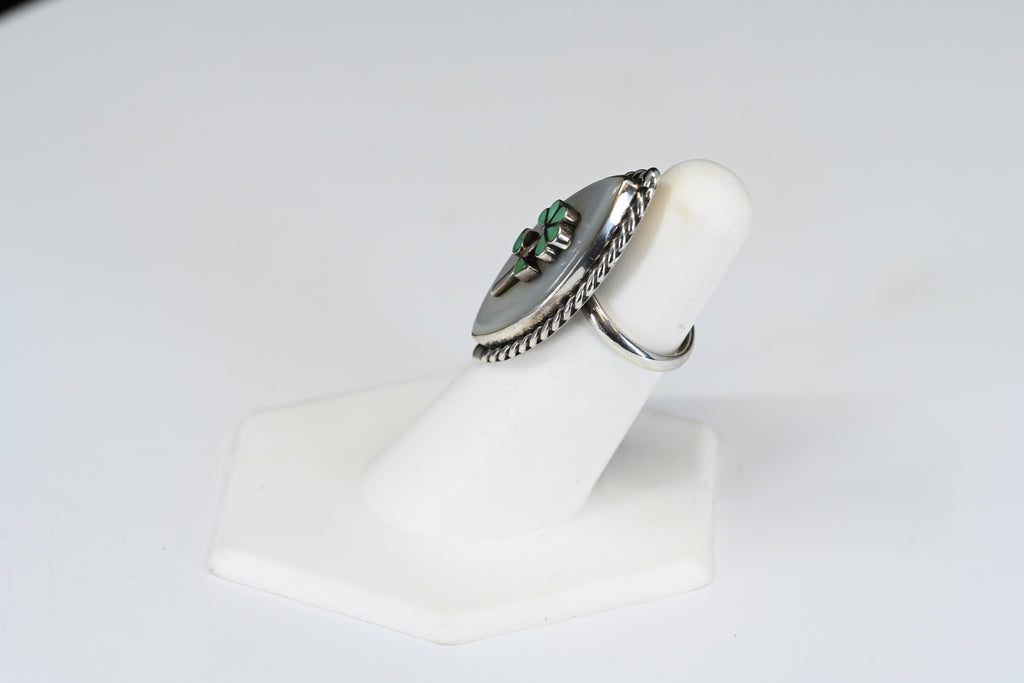 Sterling Silver Four Leaf Clover Bezel Ring