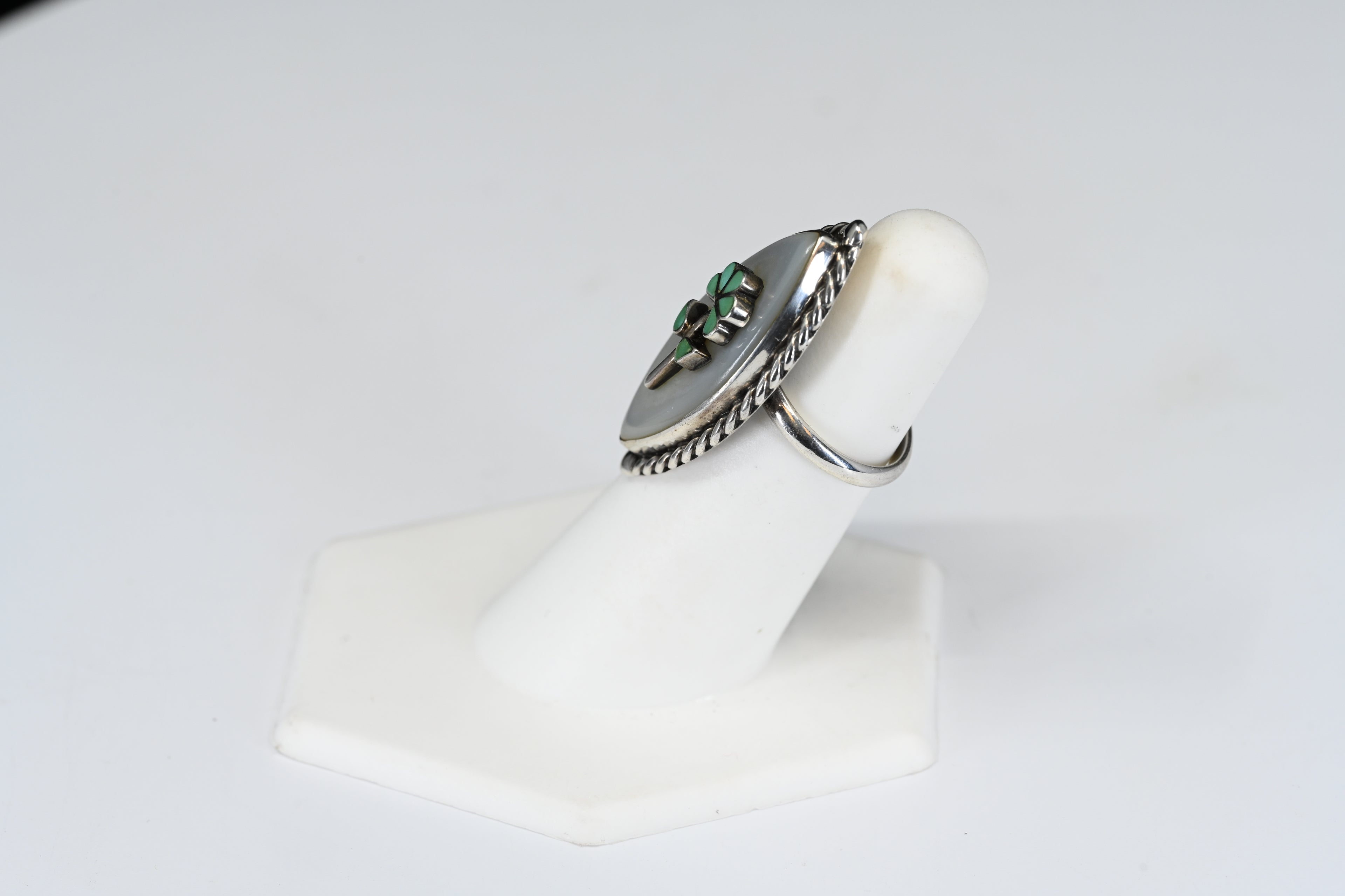 Sterling Silver Four Leaf Clover Bezel Ring