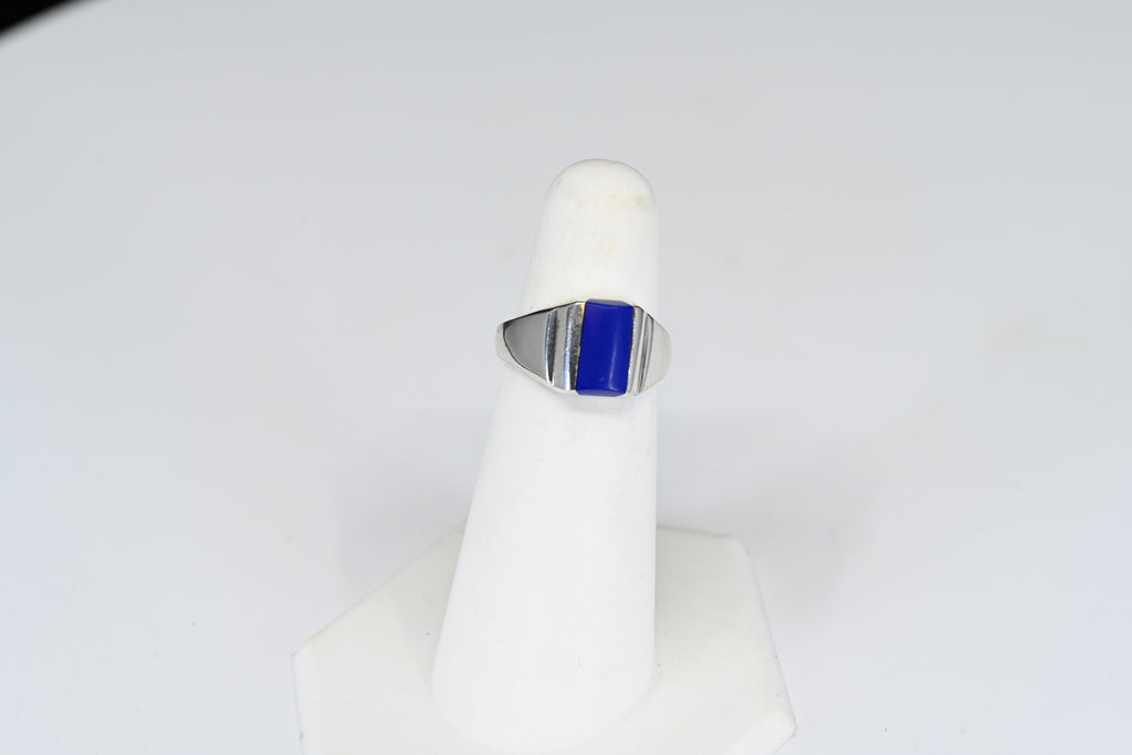 Sterling Silver Blue Stone Solitaire Ring