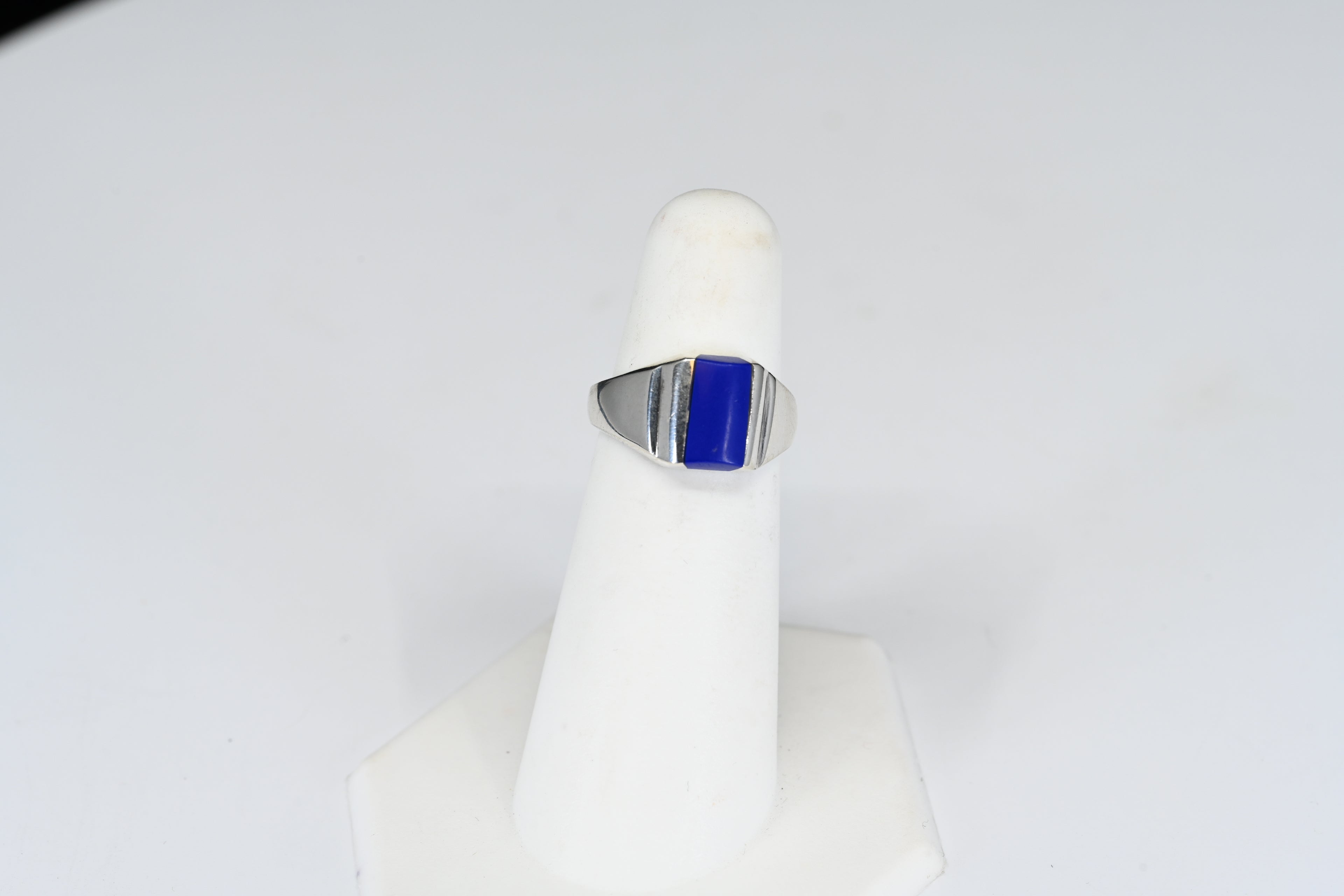 Sterling Silver Blue Stone Solitaire Ring