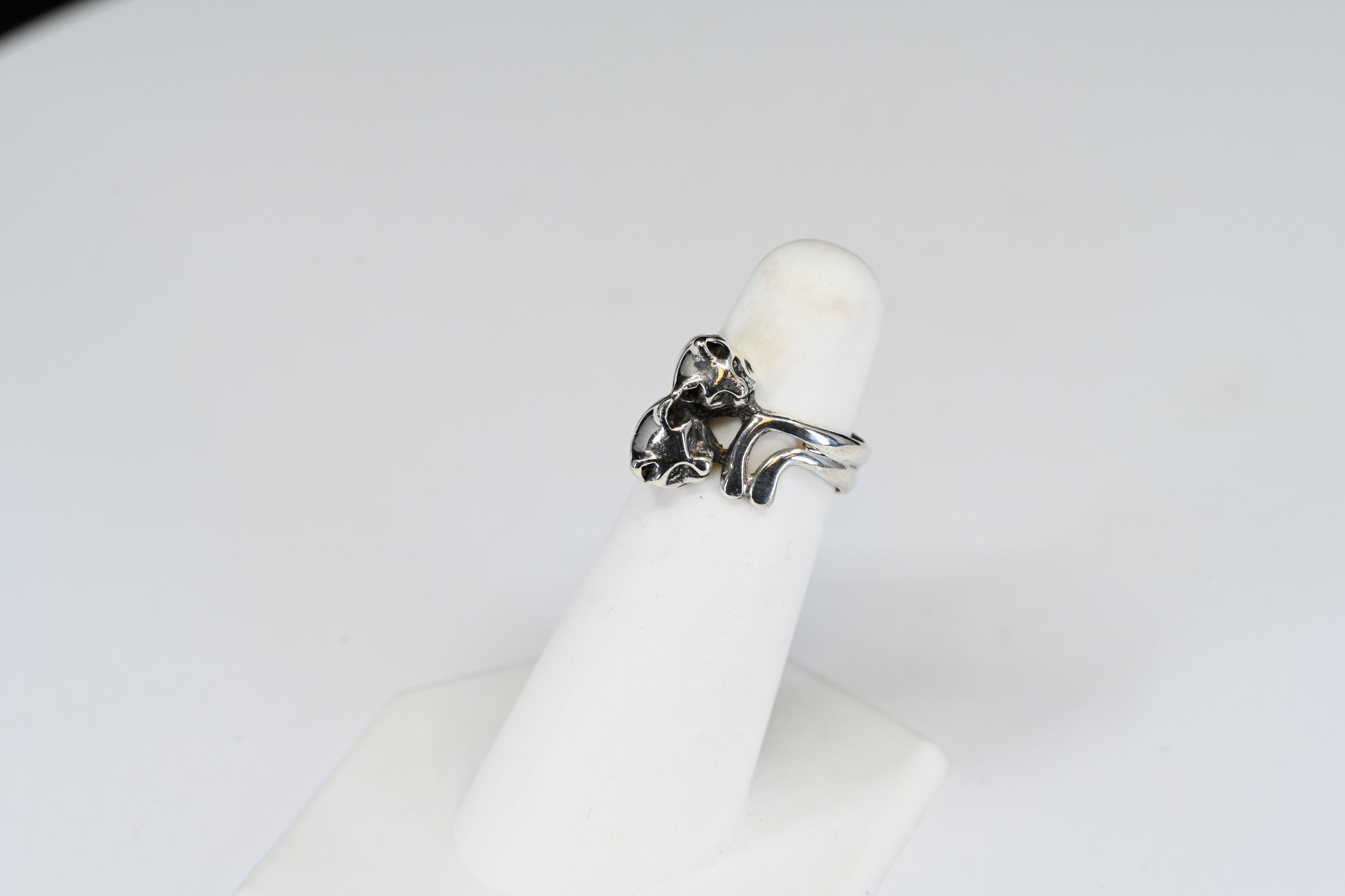 Sterling Silver Two Cat Ring