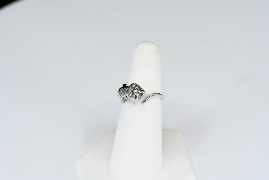 Sterling Silver Cat Head Ring