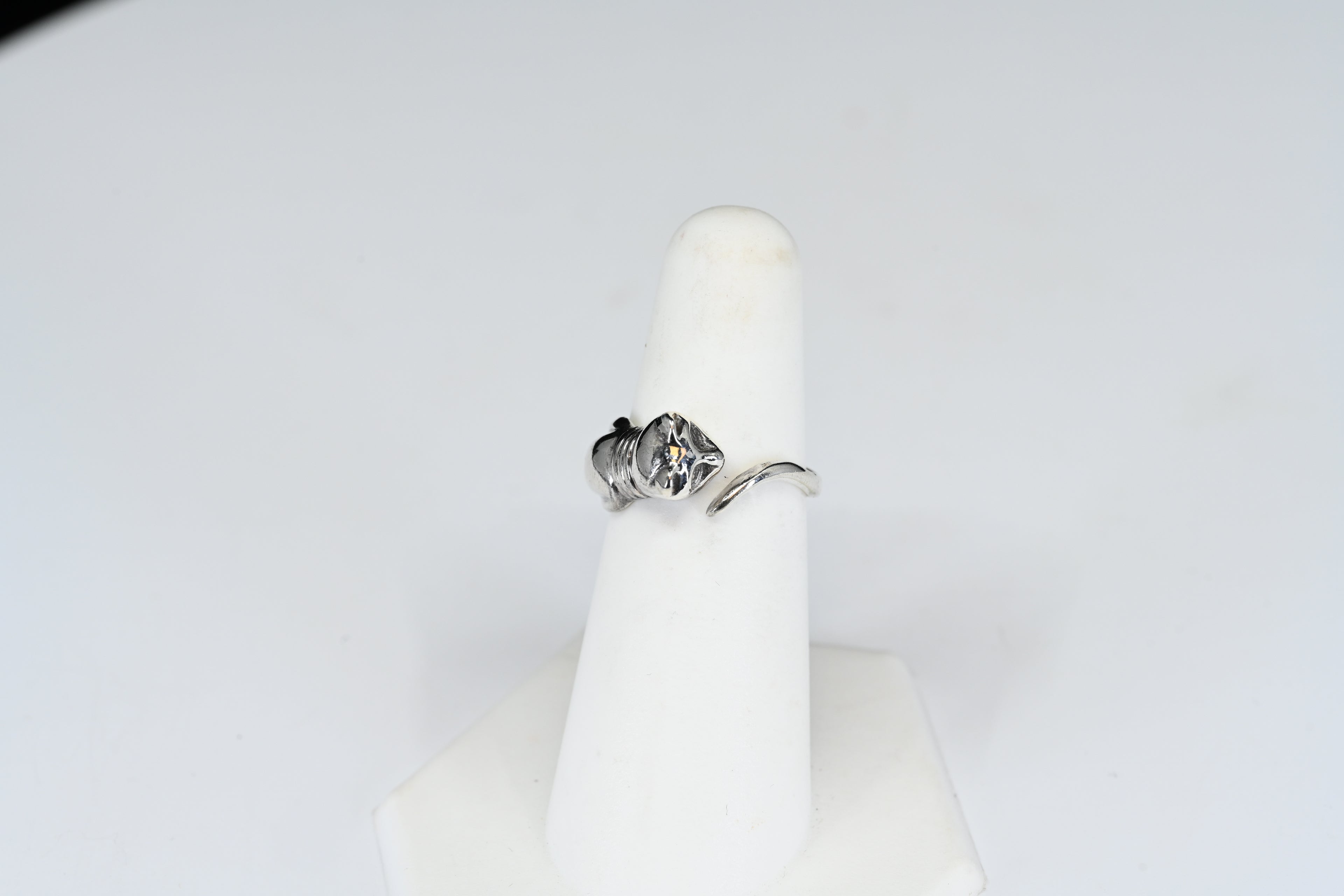 Sterling Silver Cat Head Ring