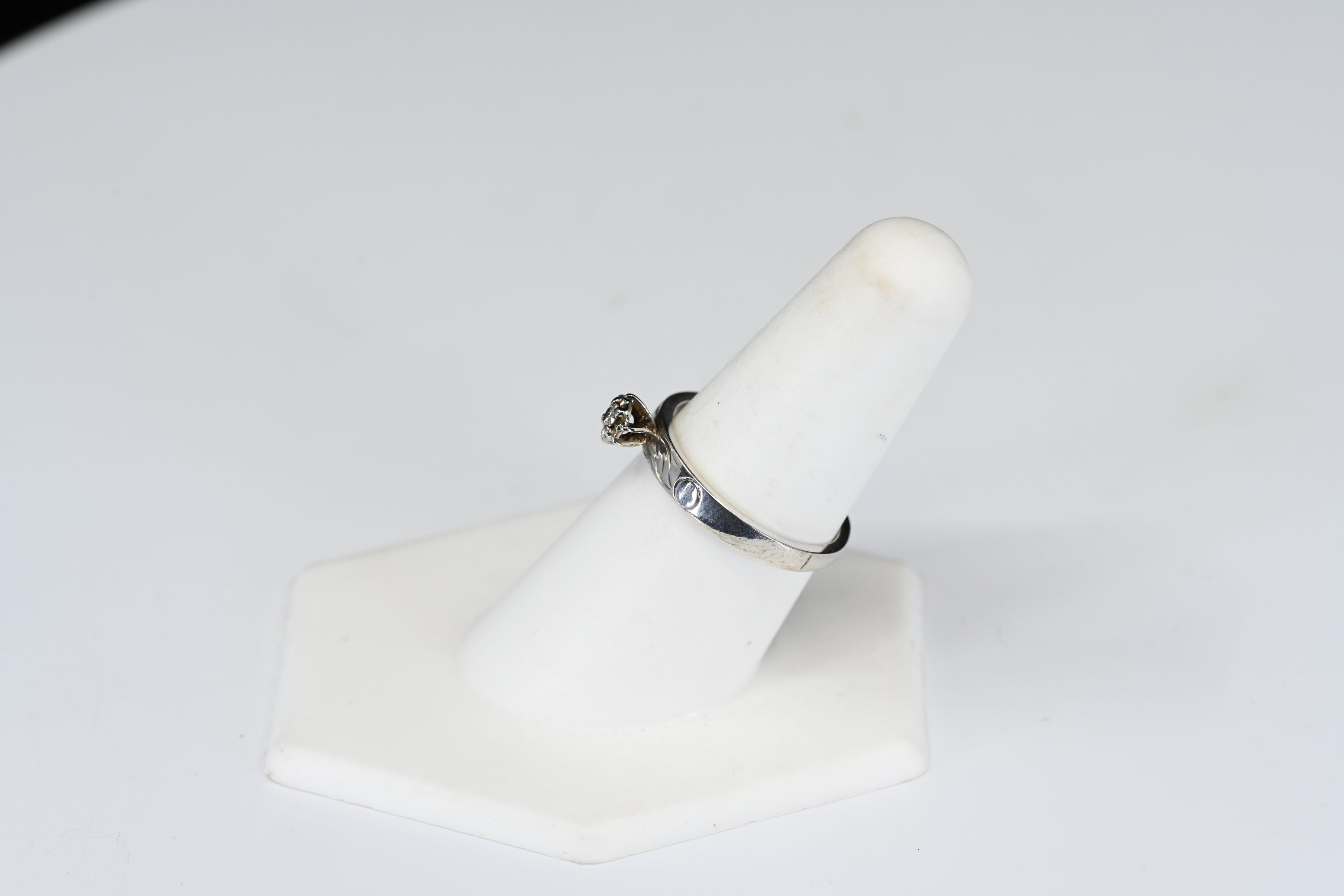 Sterling Silver Round Colorless Stone Ring