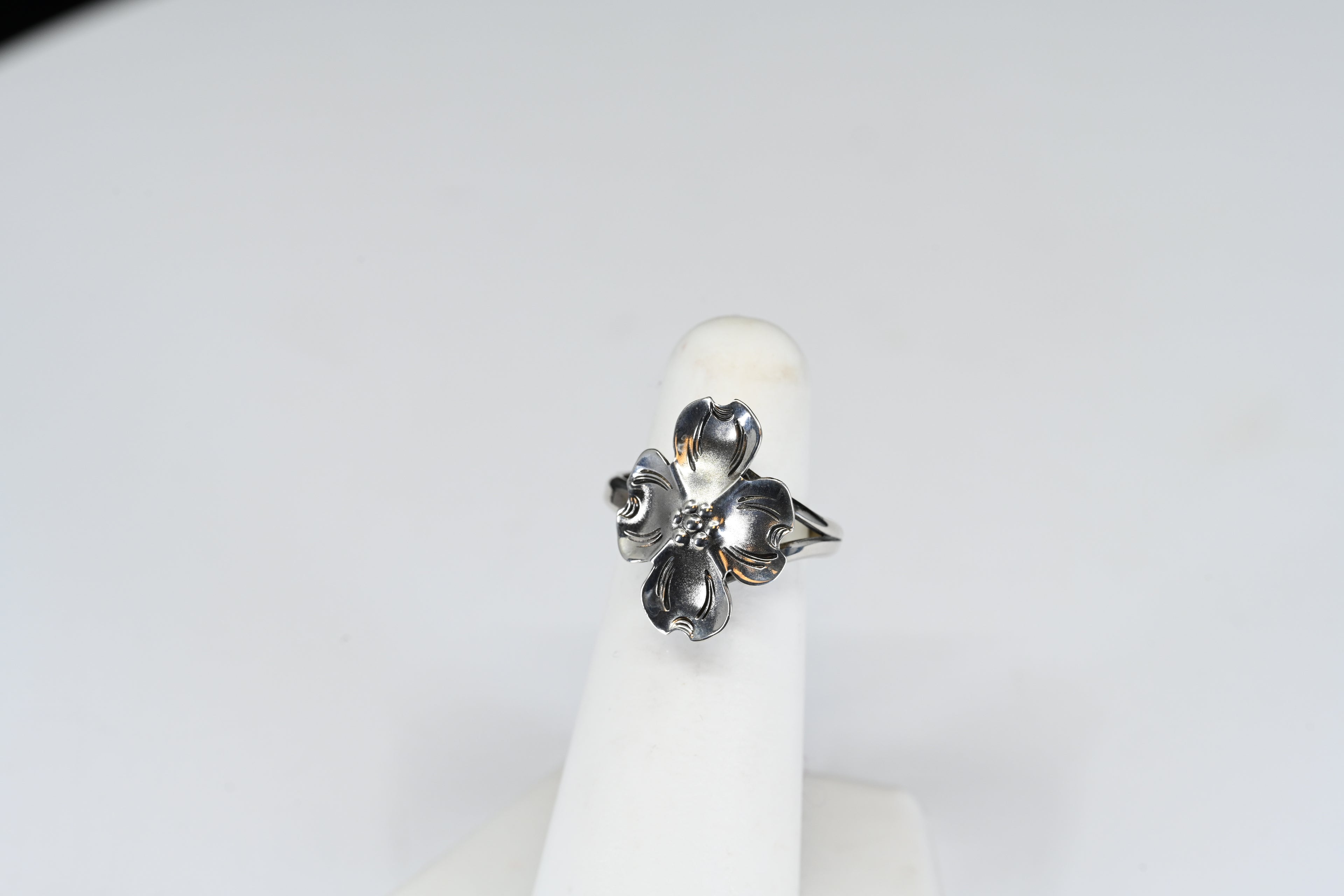 Sterling Silver Floral Adjustable Band Ring