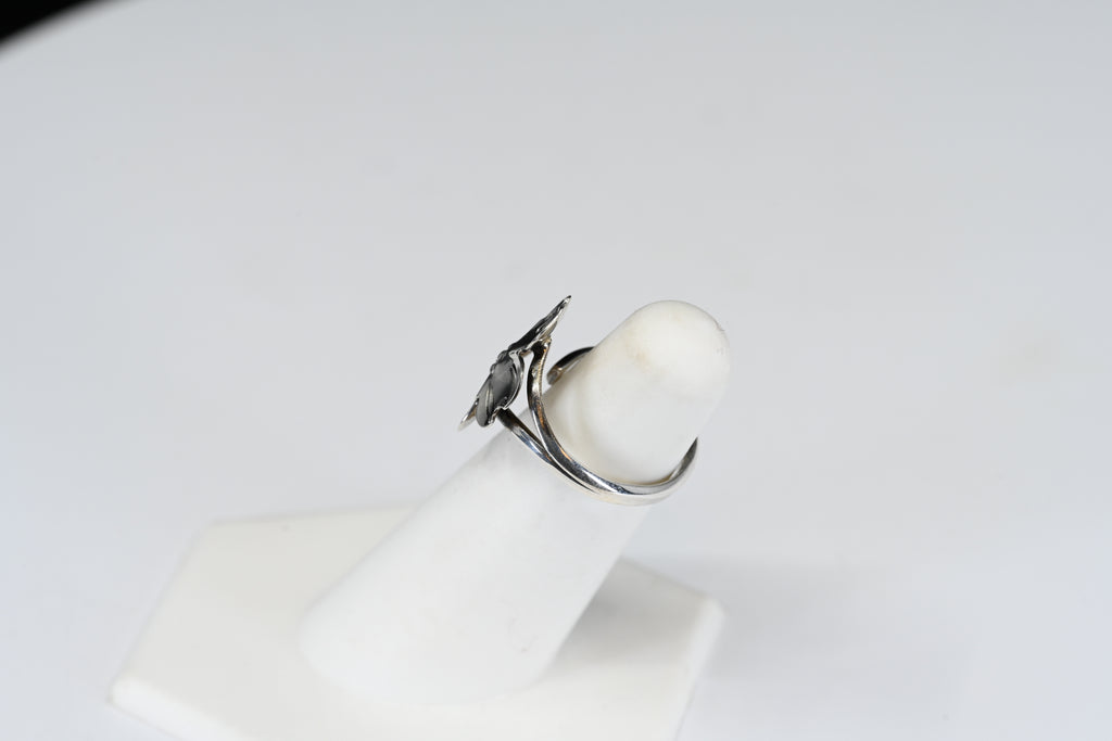 Sterling Silver Floral Adjustable Band Ring