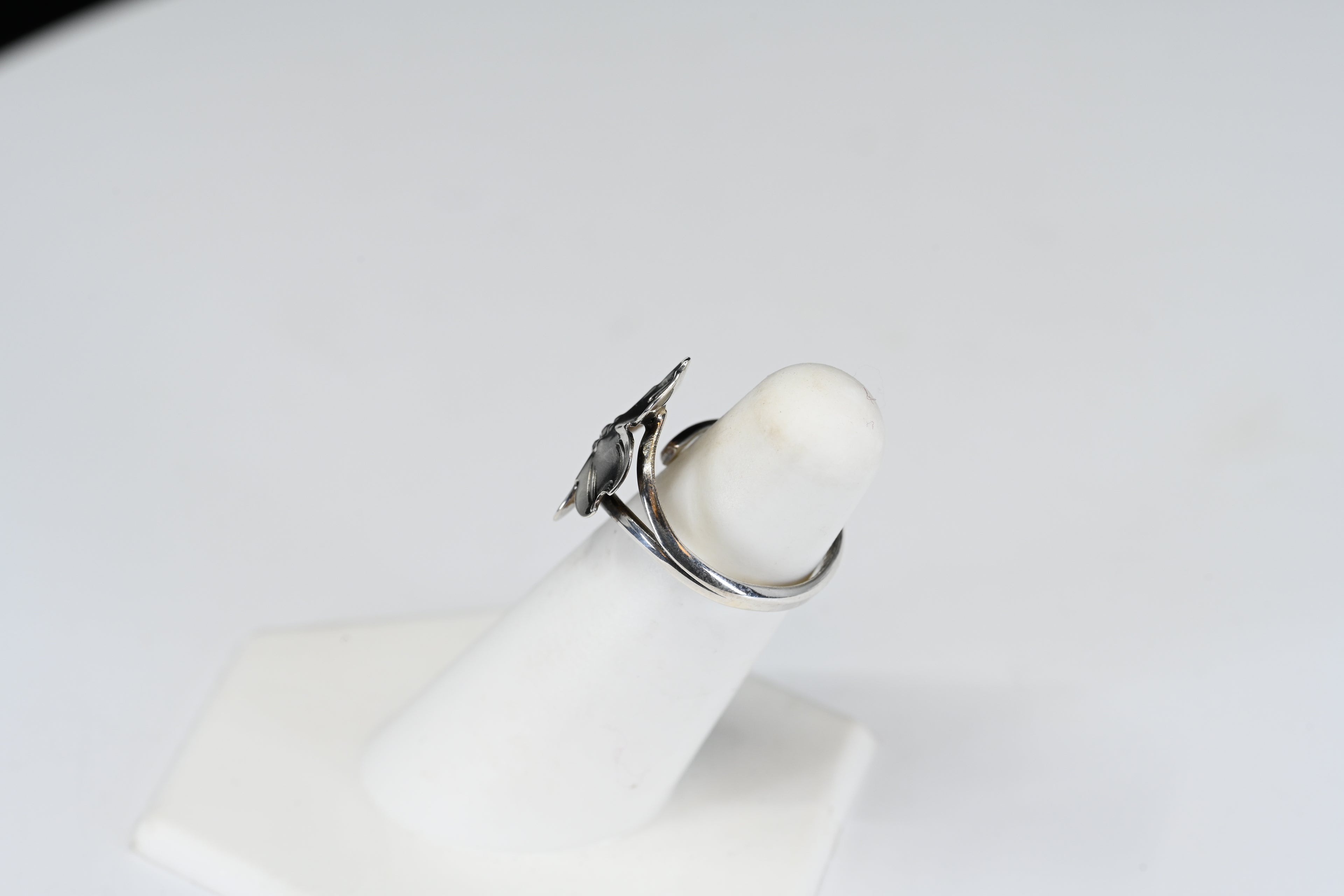 Sterling Silver Floral Adjustable Band Ring