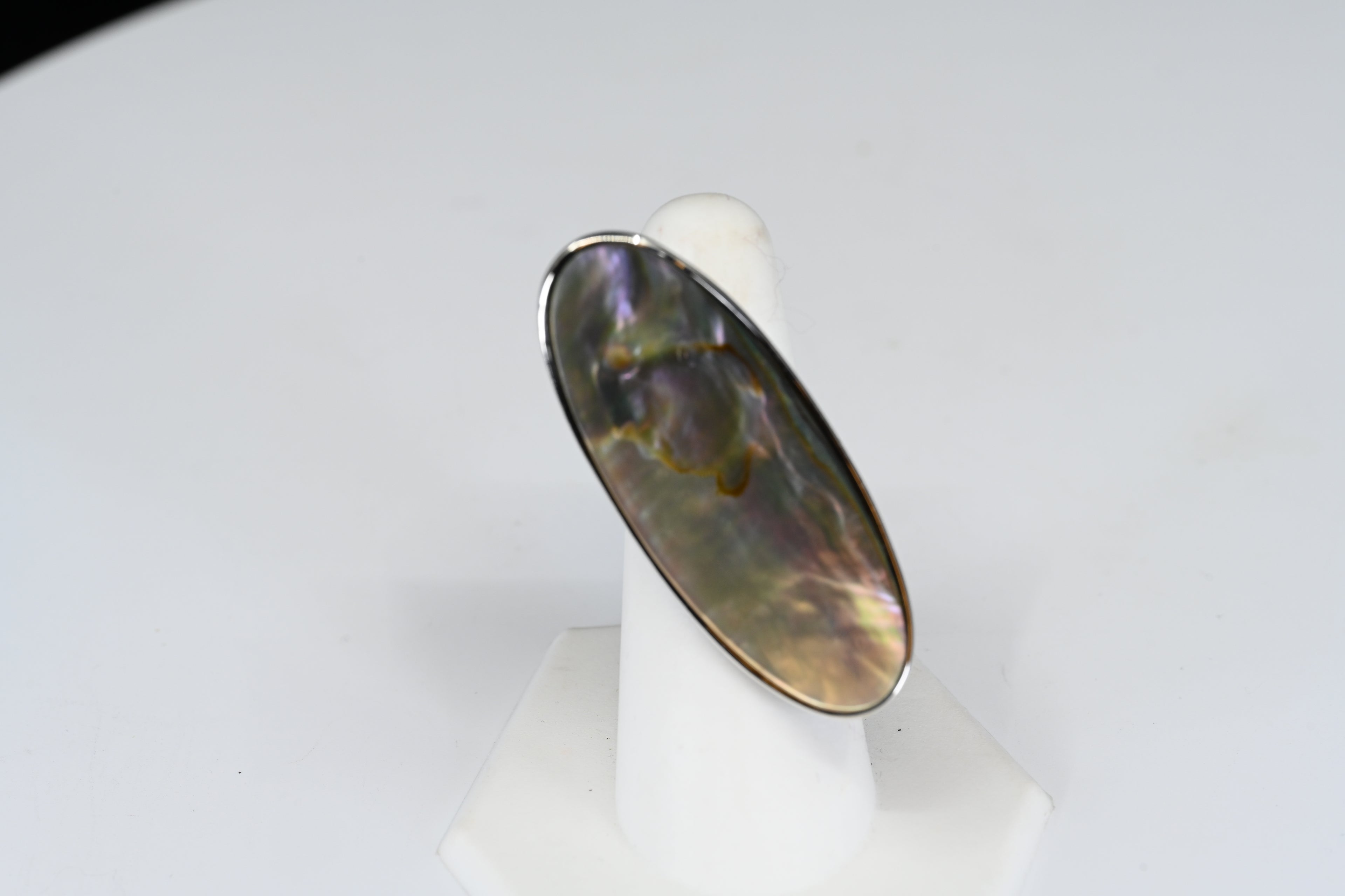 Sterling Silver Mother Of Pearl Oval Solitaire Ring