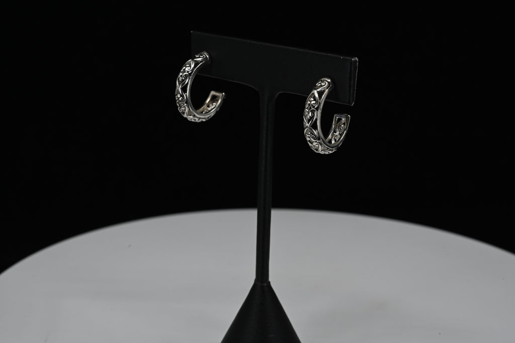Sterling Silver Heart Filigree  Stud Earrings