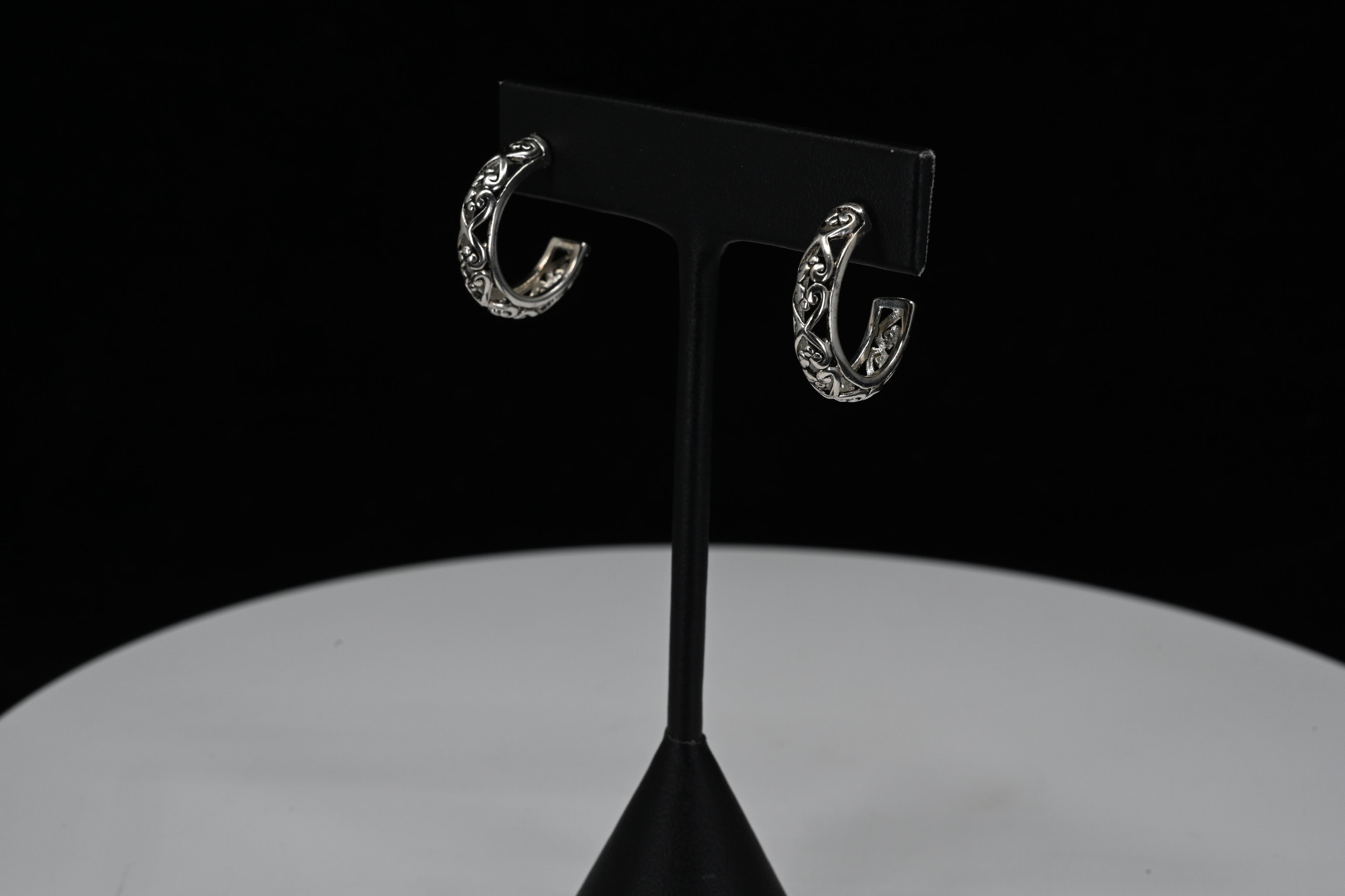 Sterling Silver Heart Filigree  Stud Earrings
