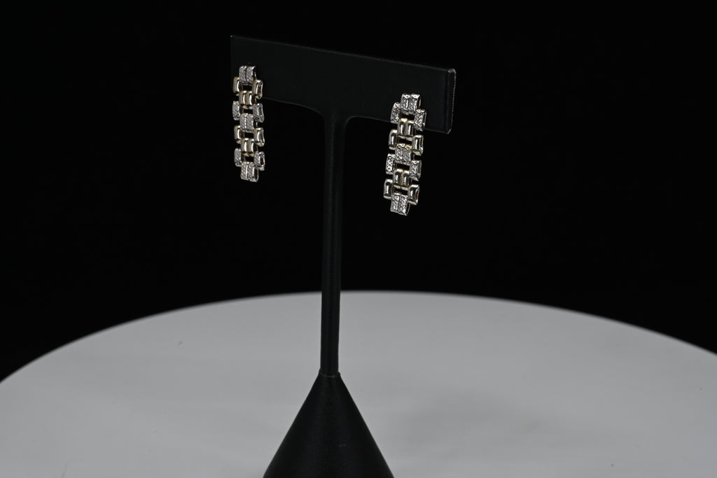 Sterling Silver Dangle Link Stud Earring