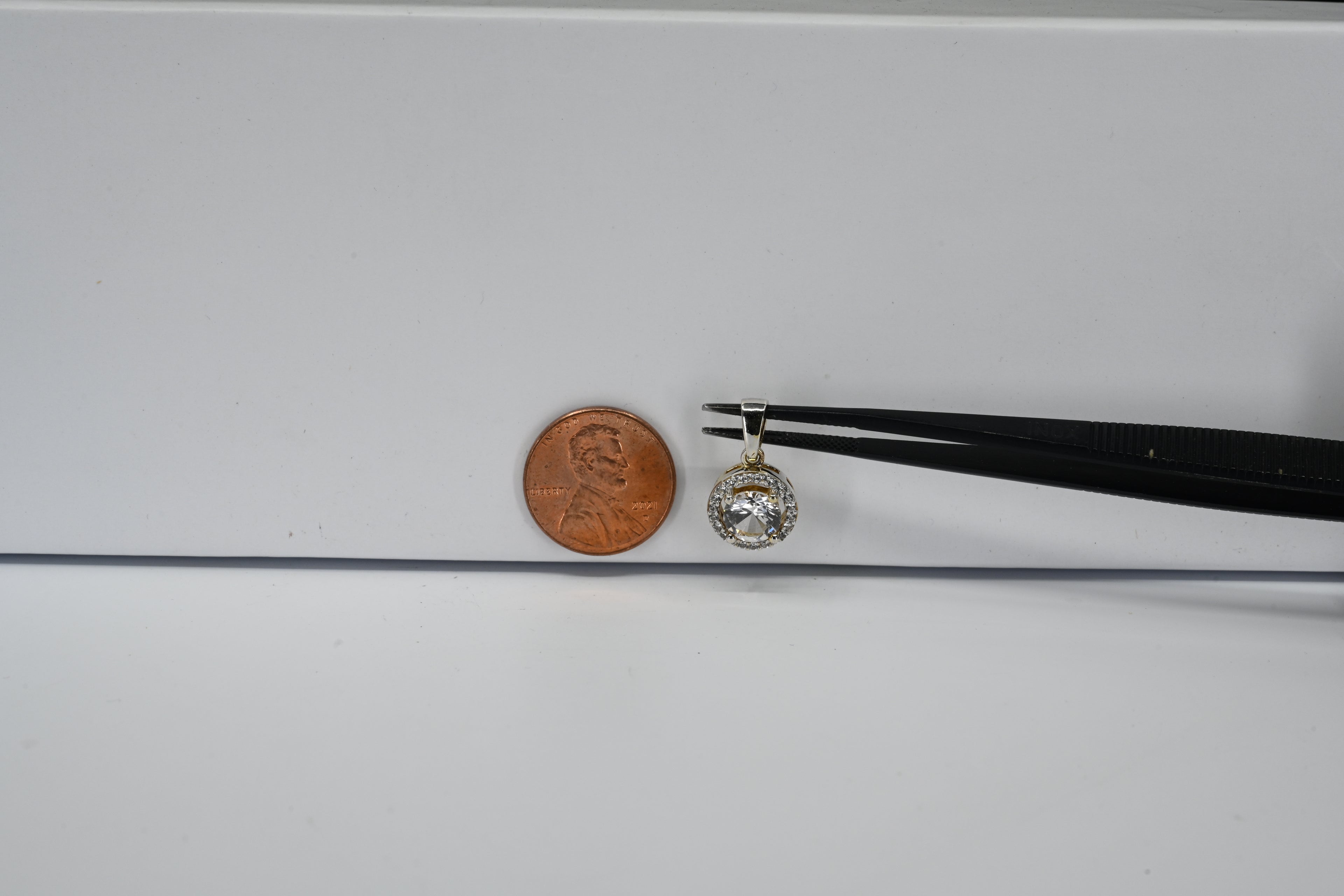 Sterling Silver Round Colorless Stone Pendant