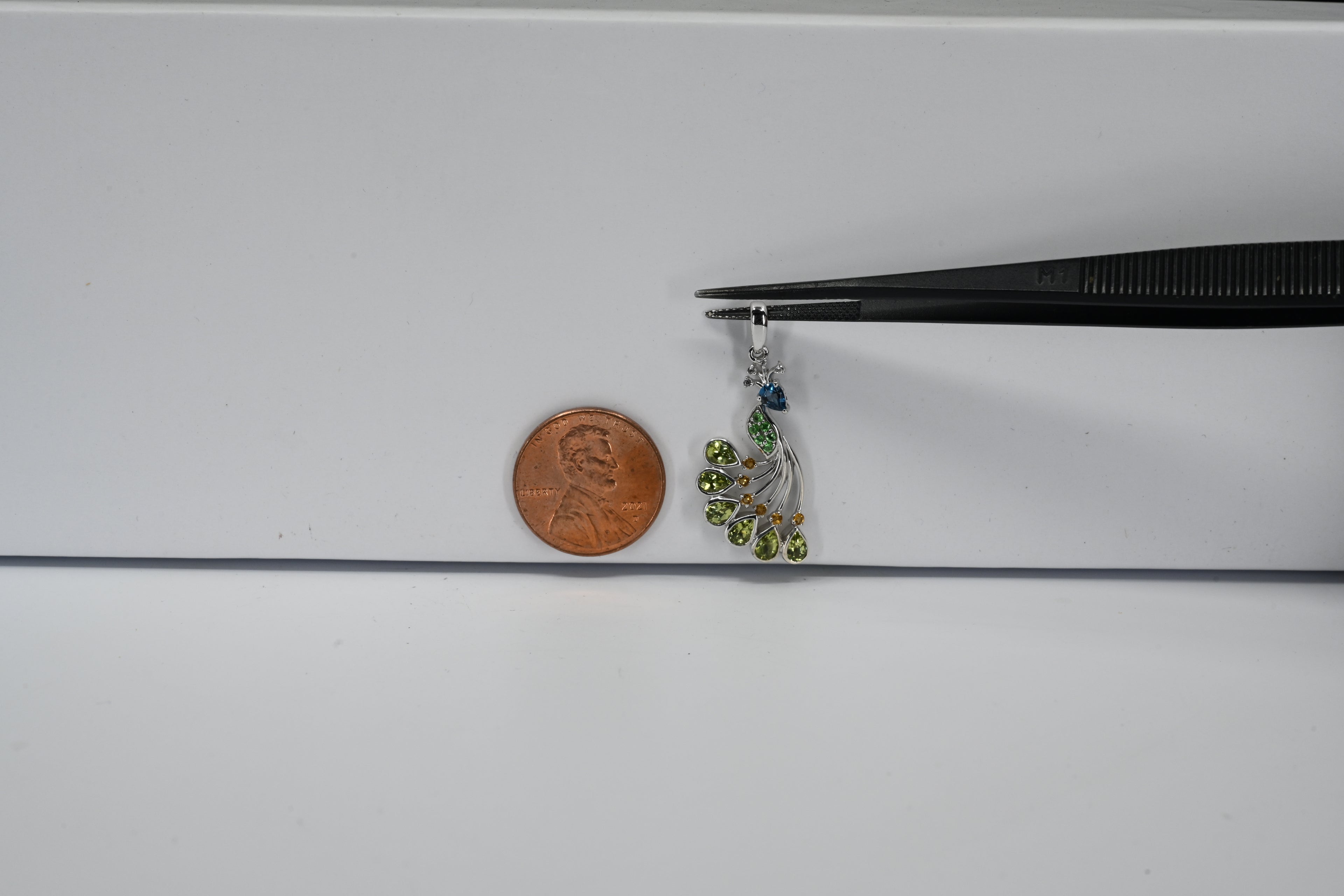 Sterling Silver Color Stones Peacock Pendant
