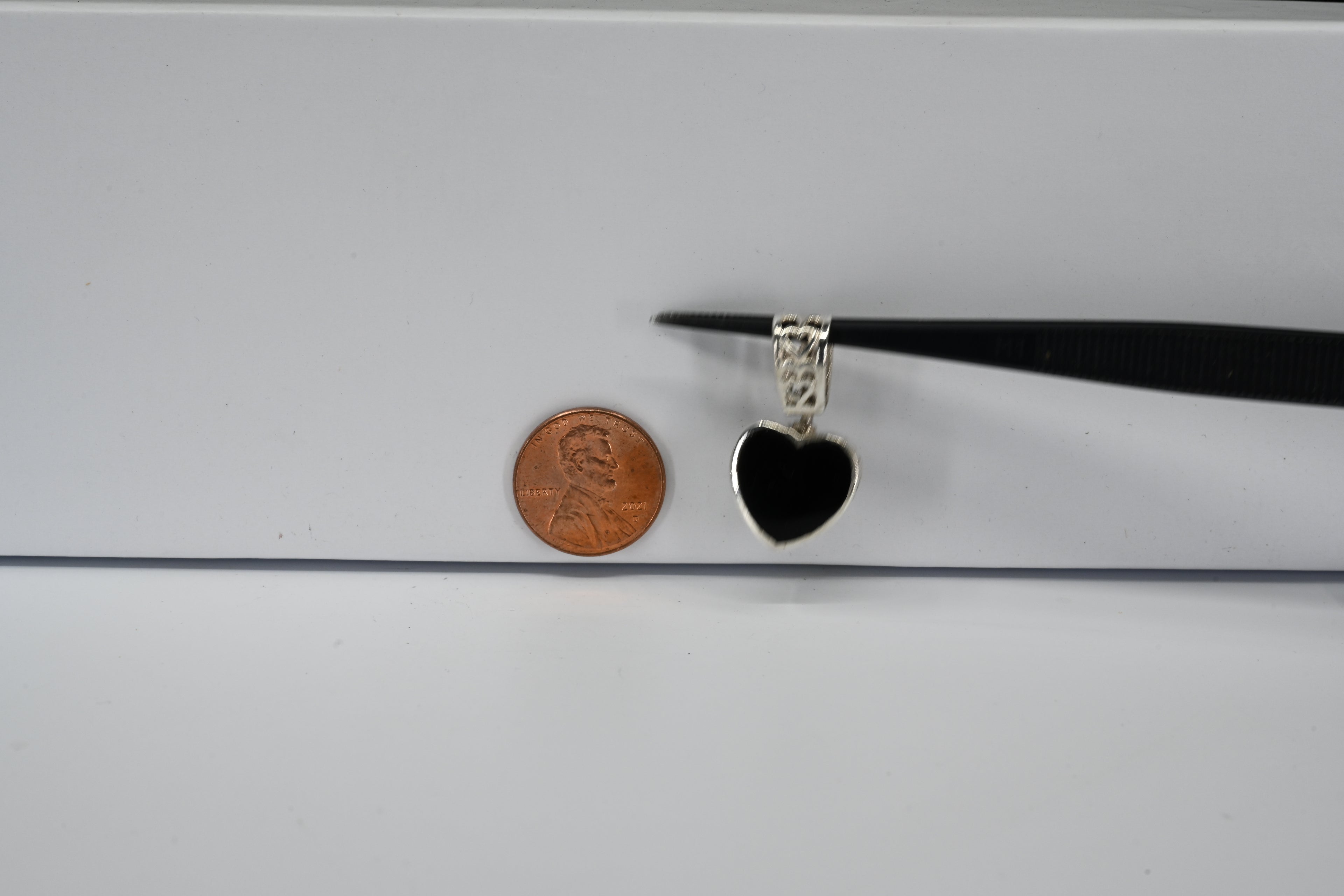 Sterling Silver Black Stone Heart Pendant