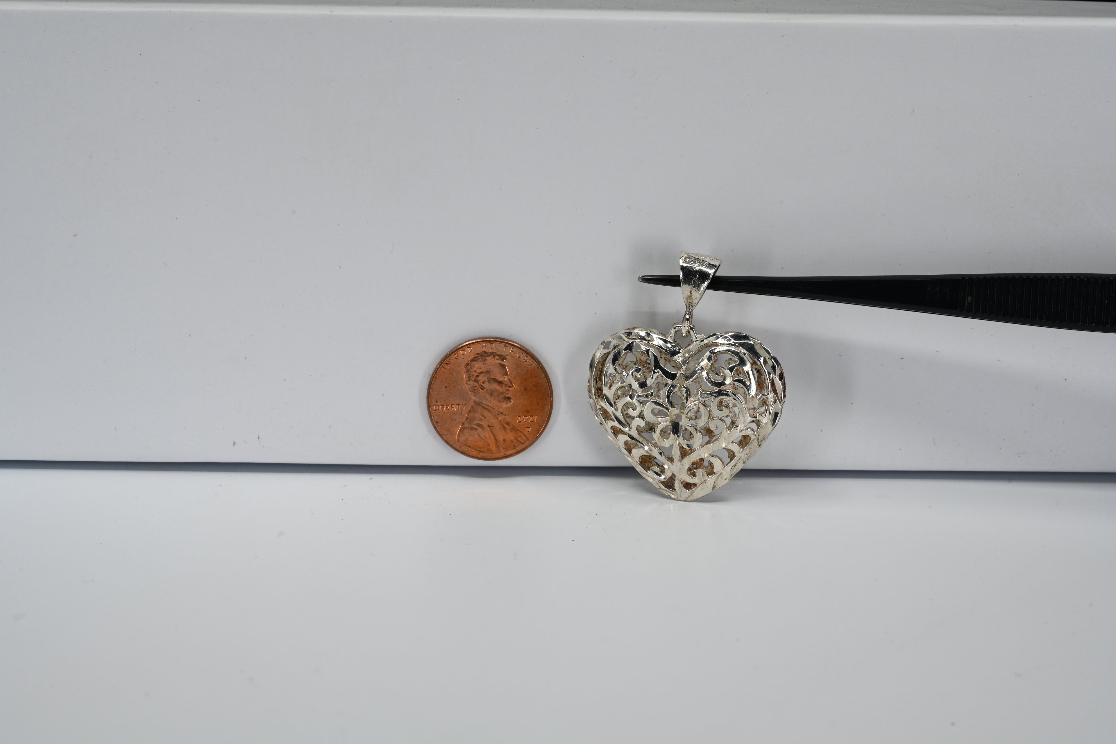 Sterling Silver  Heart Shaped Filigree Pendant