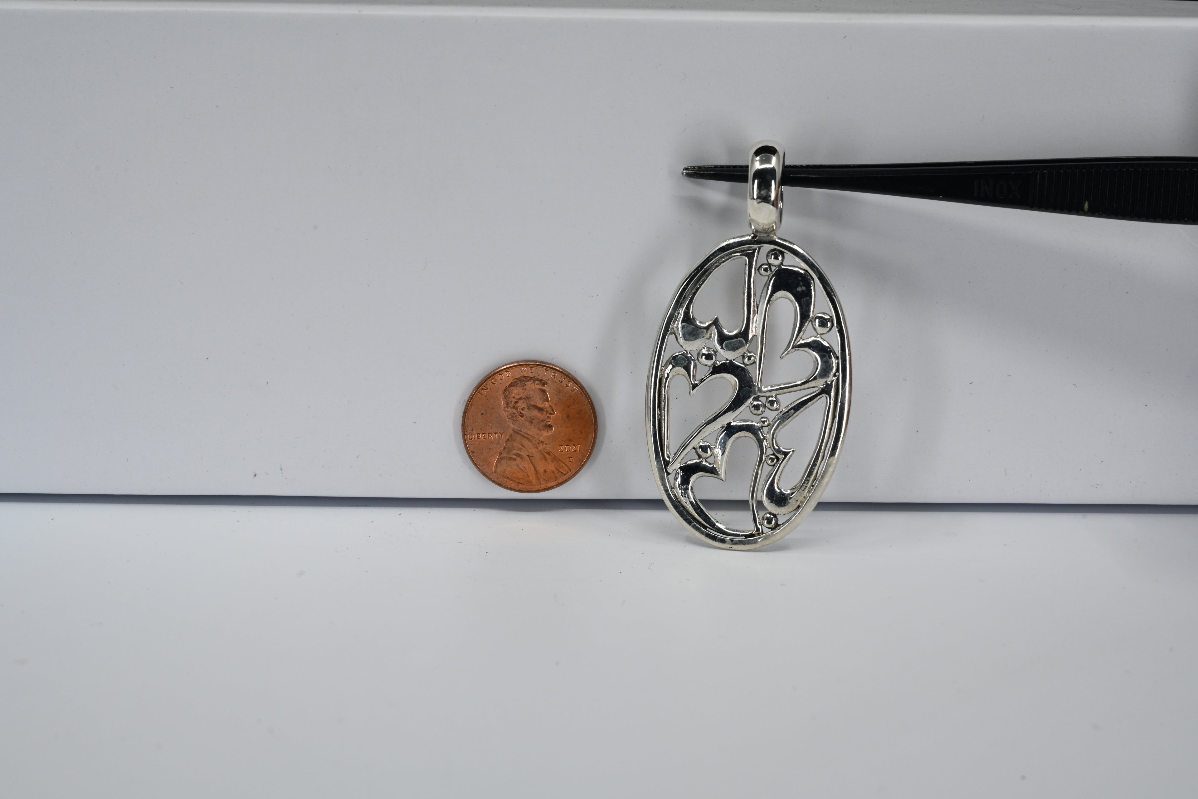 Sterling Silver Oval Heart Pendant