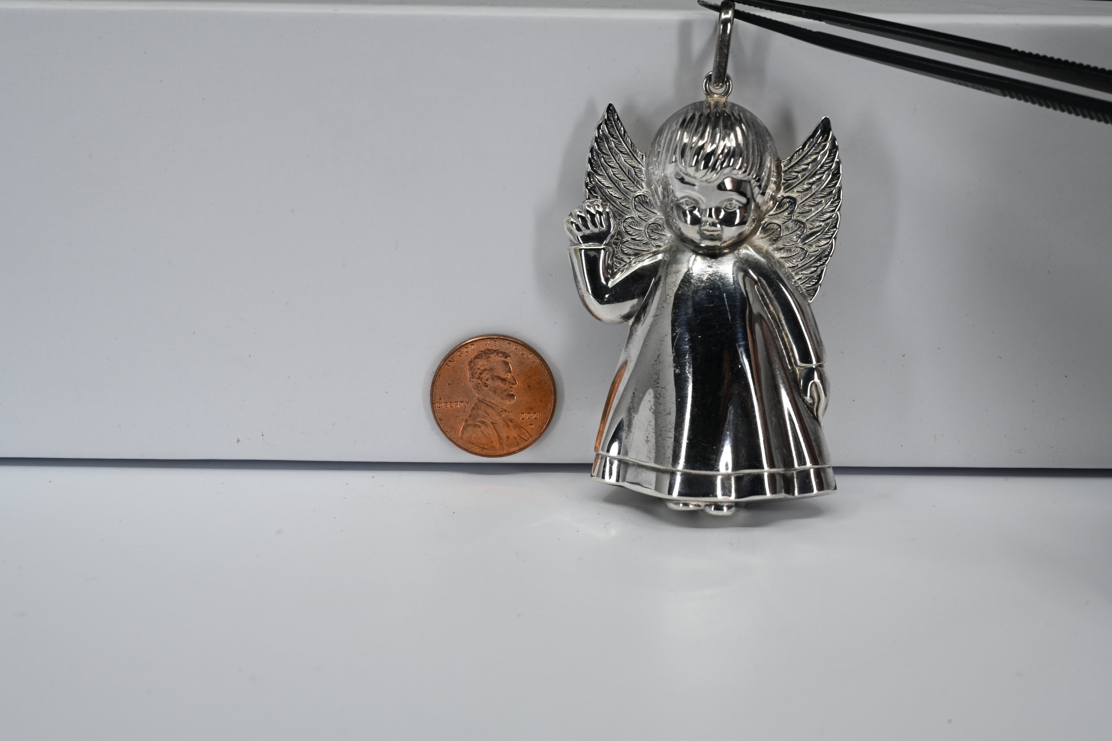 Sterling Silver Puffy Angel Pendant