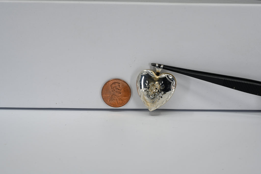 Sterling Silver Engraved Heart Locket Pendant