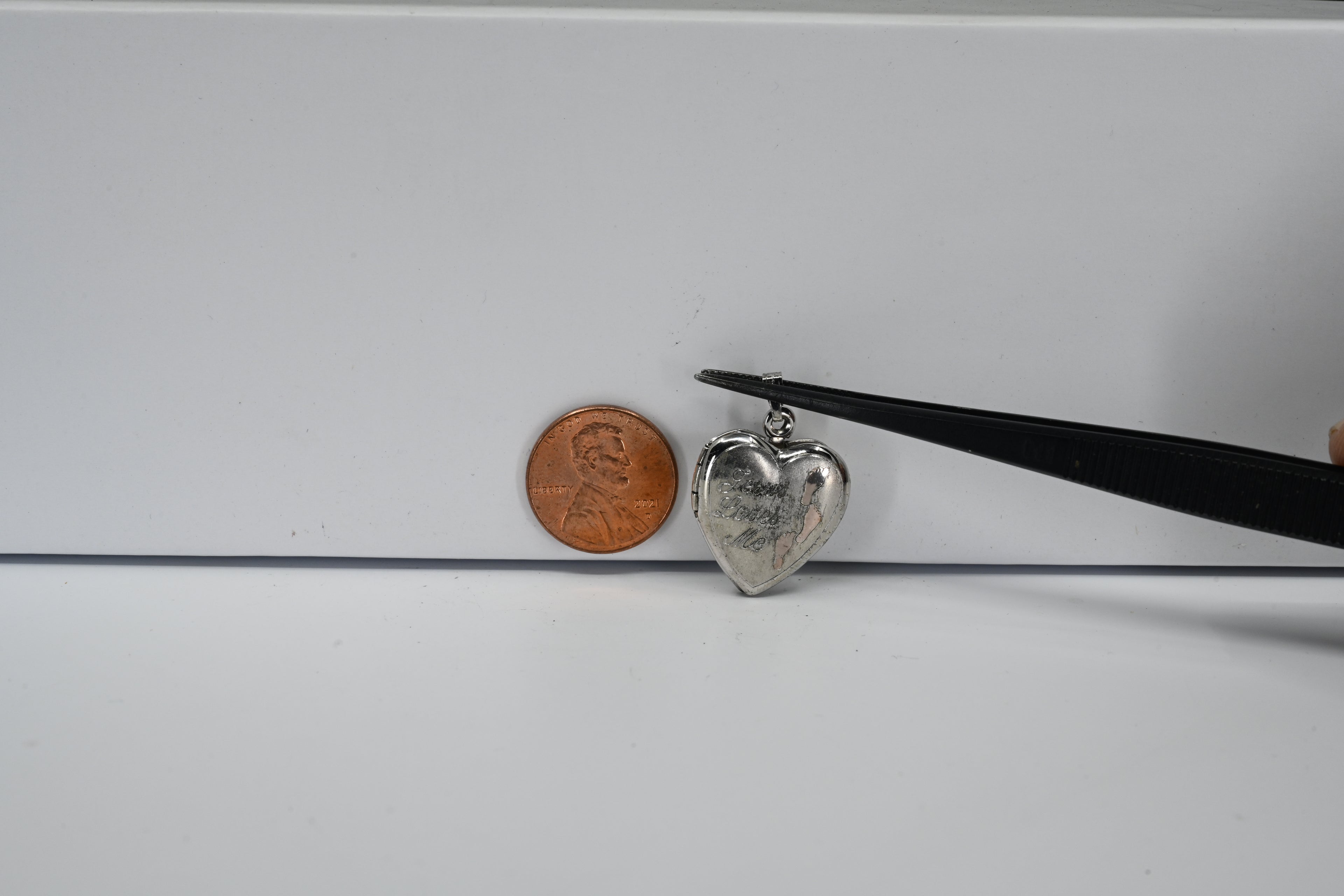 Sterling Silver Jesus Loves Me Heart Pendant