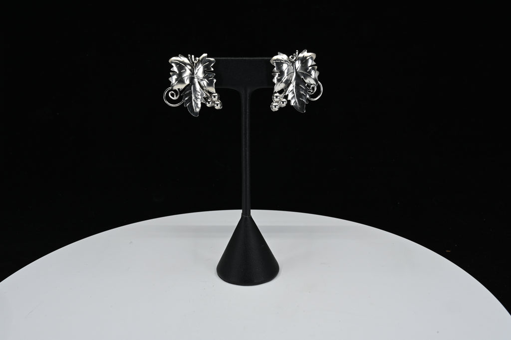 Sterling Silver Leaf Clip On Earrings
