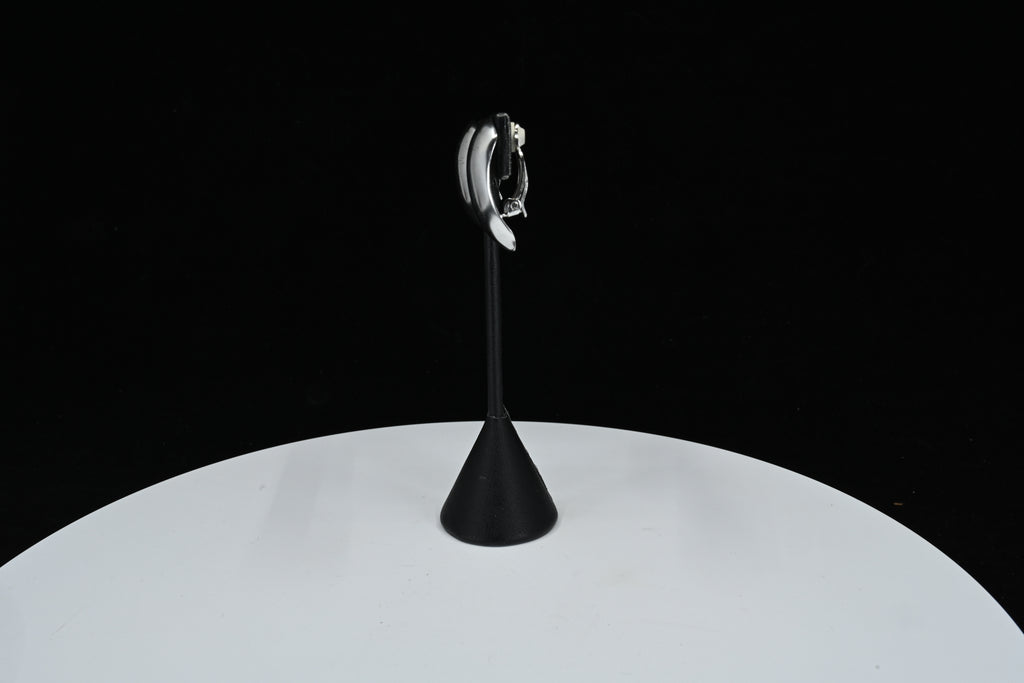 Sterling Silver Chunky Puffy Dome Clip-On Earrings