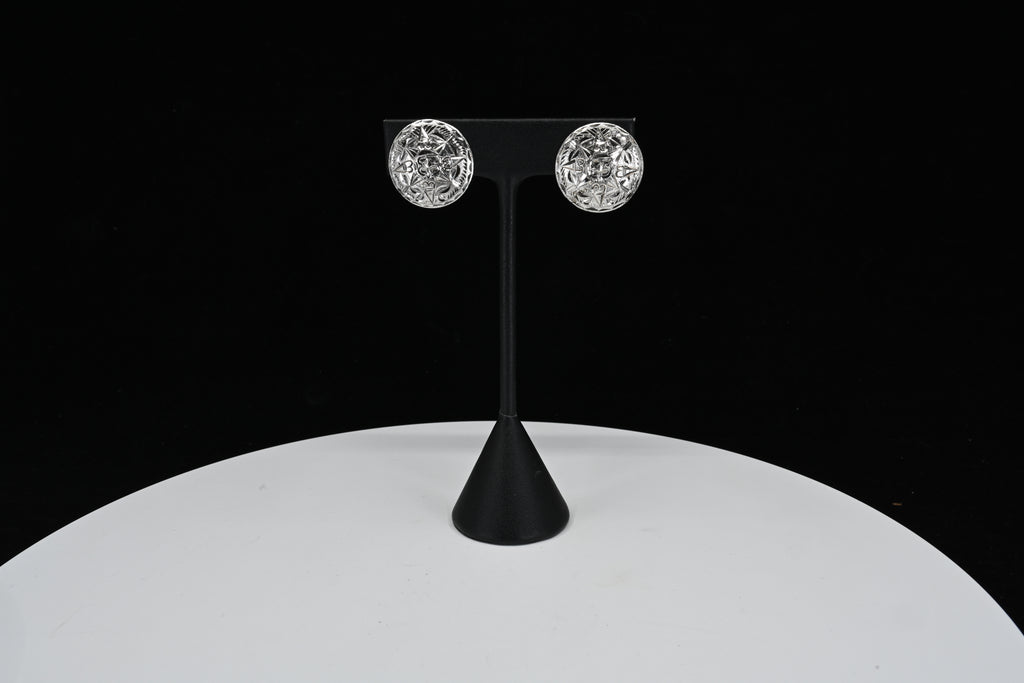 Sterling Silver Round Geometric Clip On Earrings