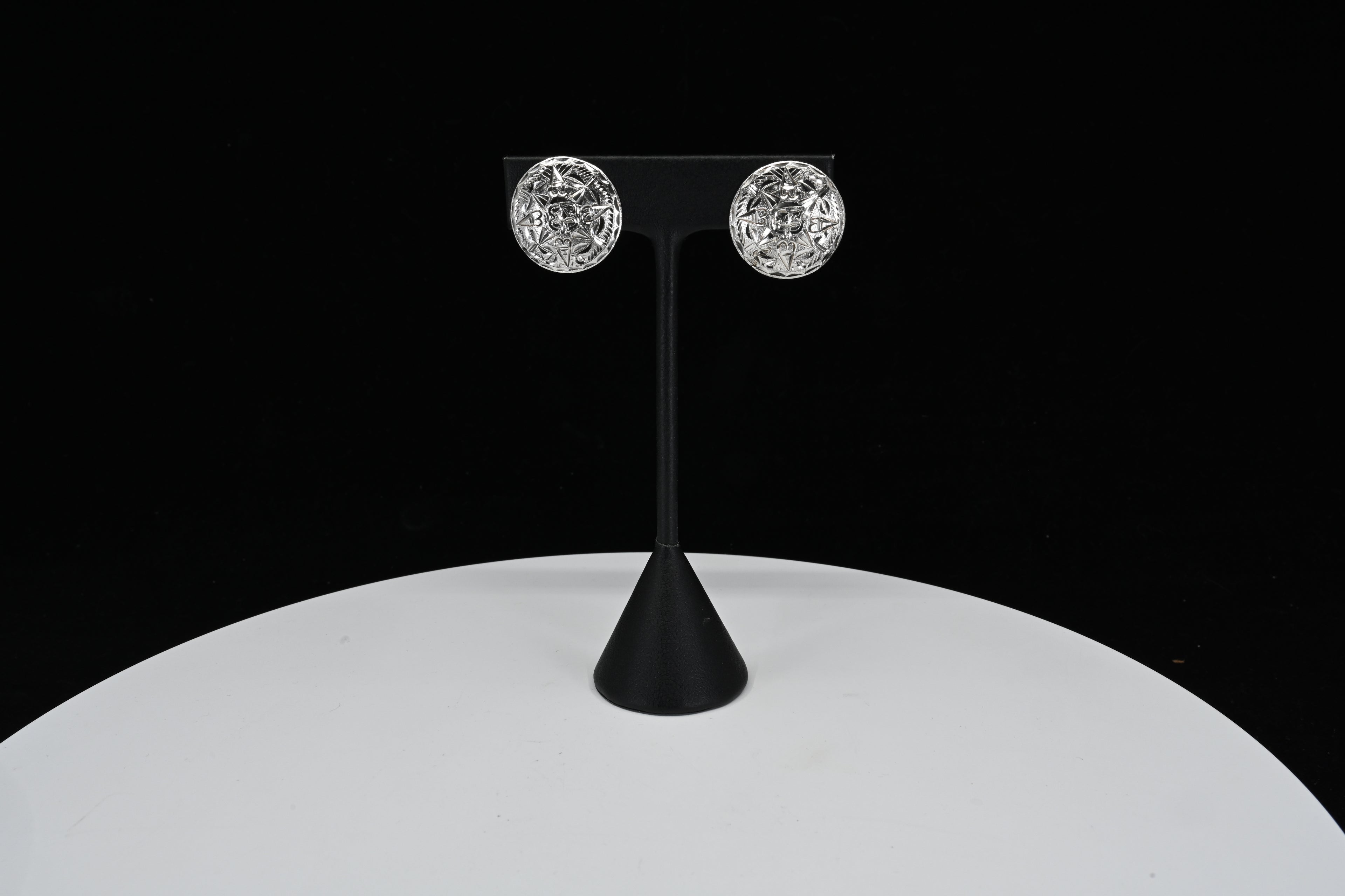 Sterling Silver Round Geometric Clip On Earrings