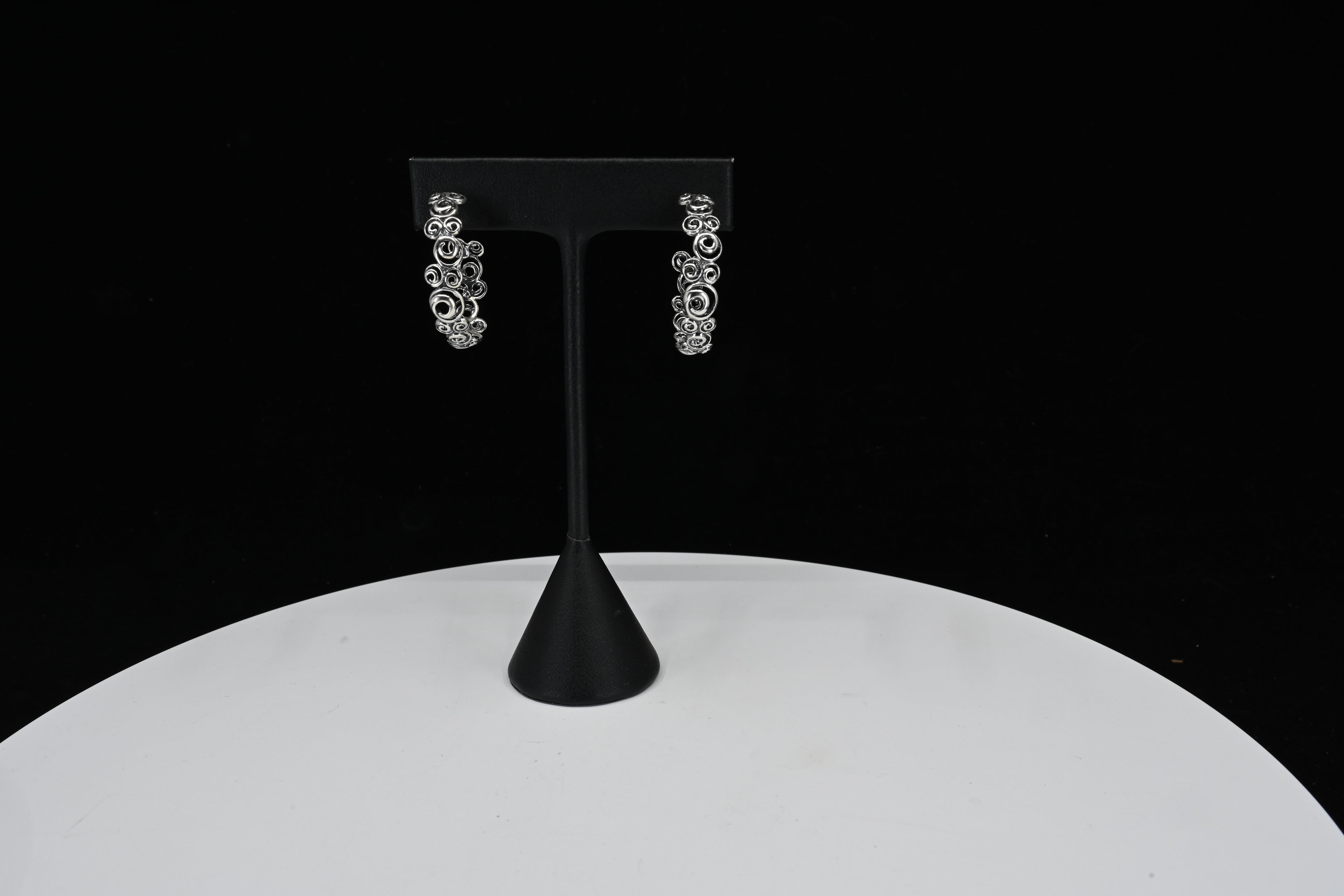 Sterling Silver Swirl Stud Hoop Earrings