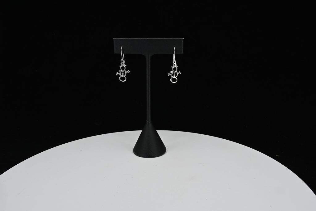 Sterling Silver Snowman Dangle Earrings