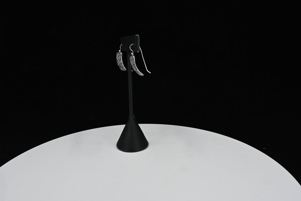 Sterling Silver Rectangle Floral Engraved Earrings