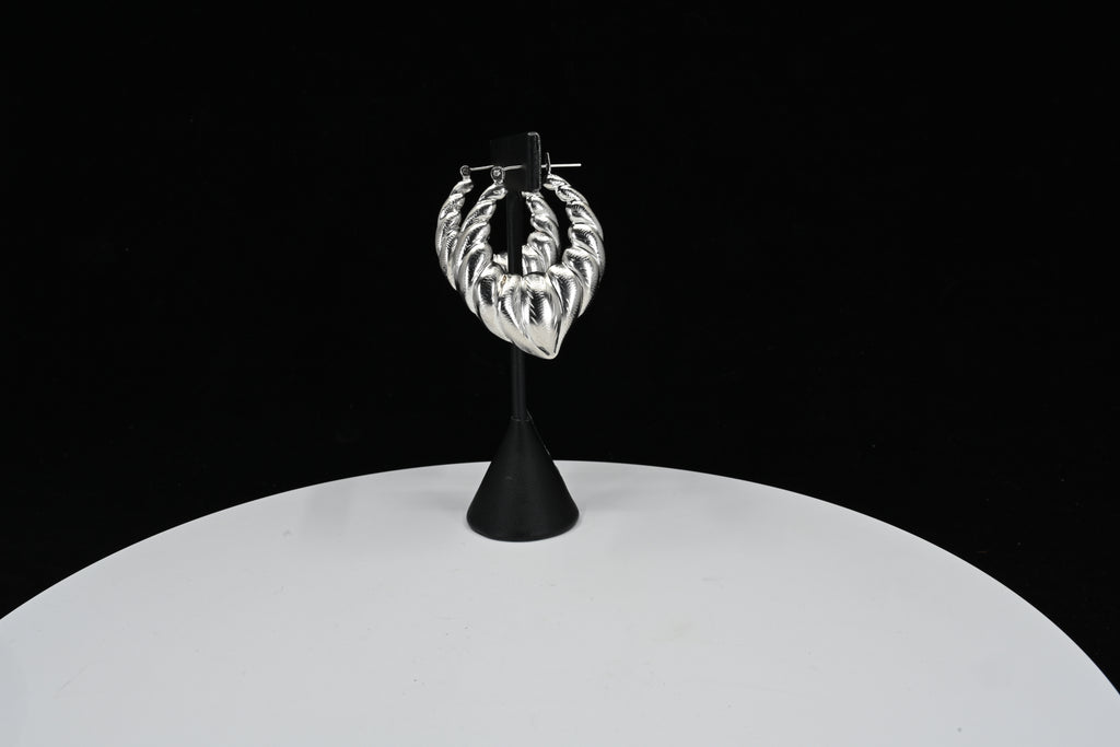 Sterling Silver Floral Hoop Earrings